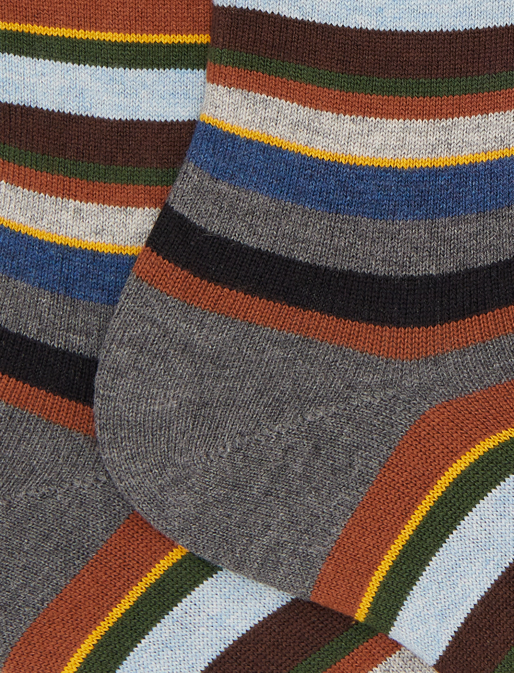 Calze corte uomo cotone e cashmere grigio righe multicolor micro