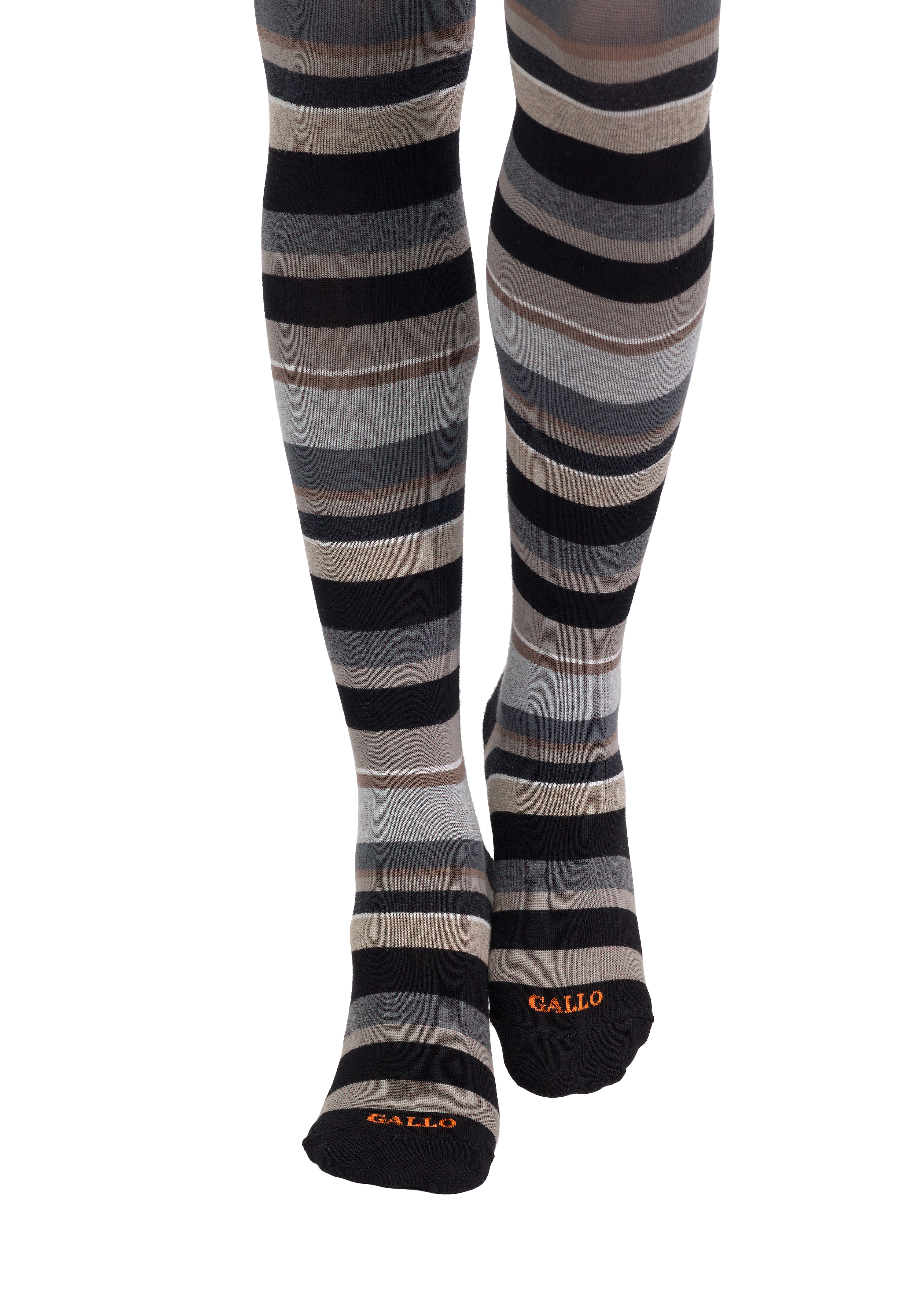 Collant donna cotone nero righe multicolor