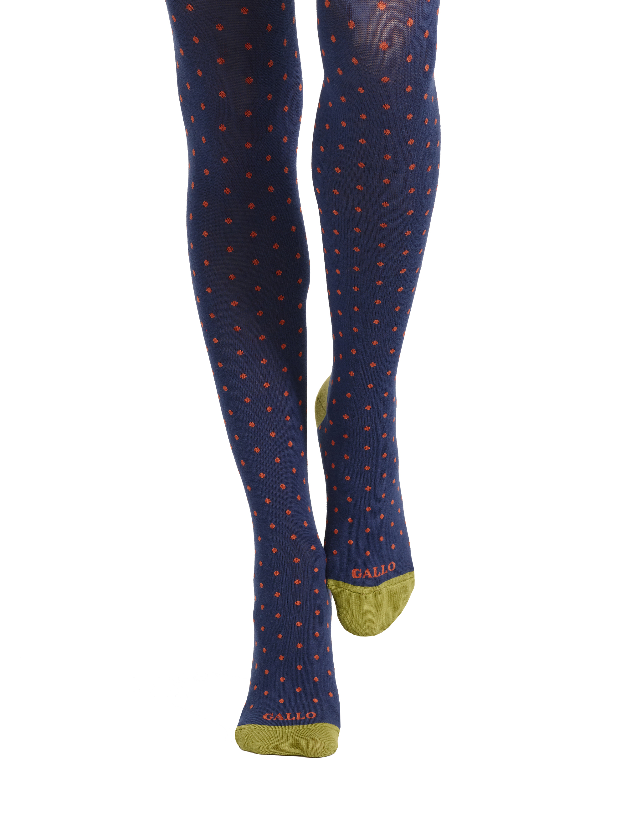 Collant donna cotone blu fantasia pois