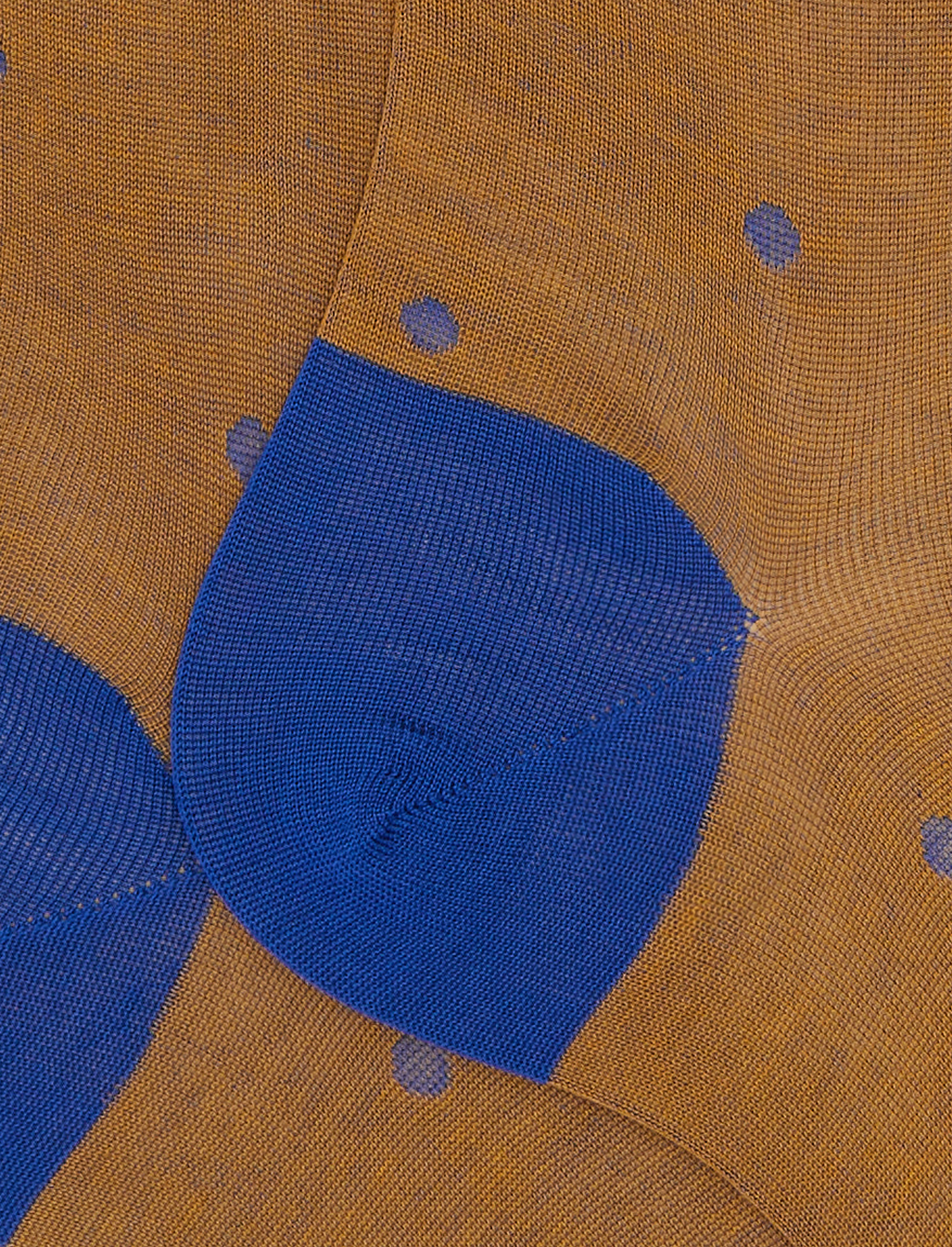 Calze lunghe uomo cotone giallo fantasia pois su cangiante