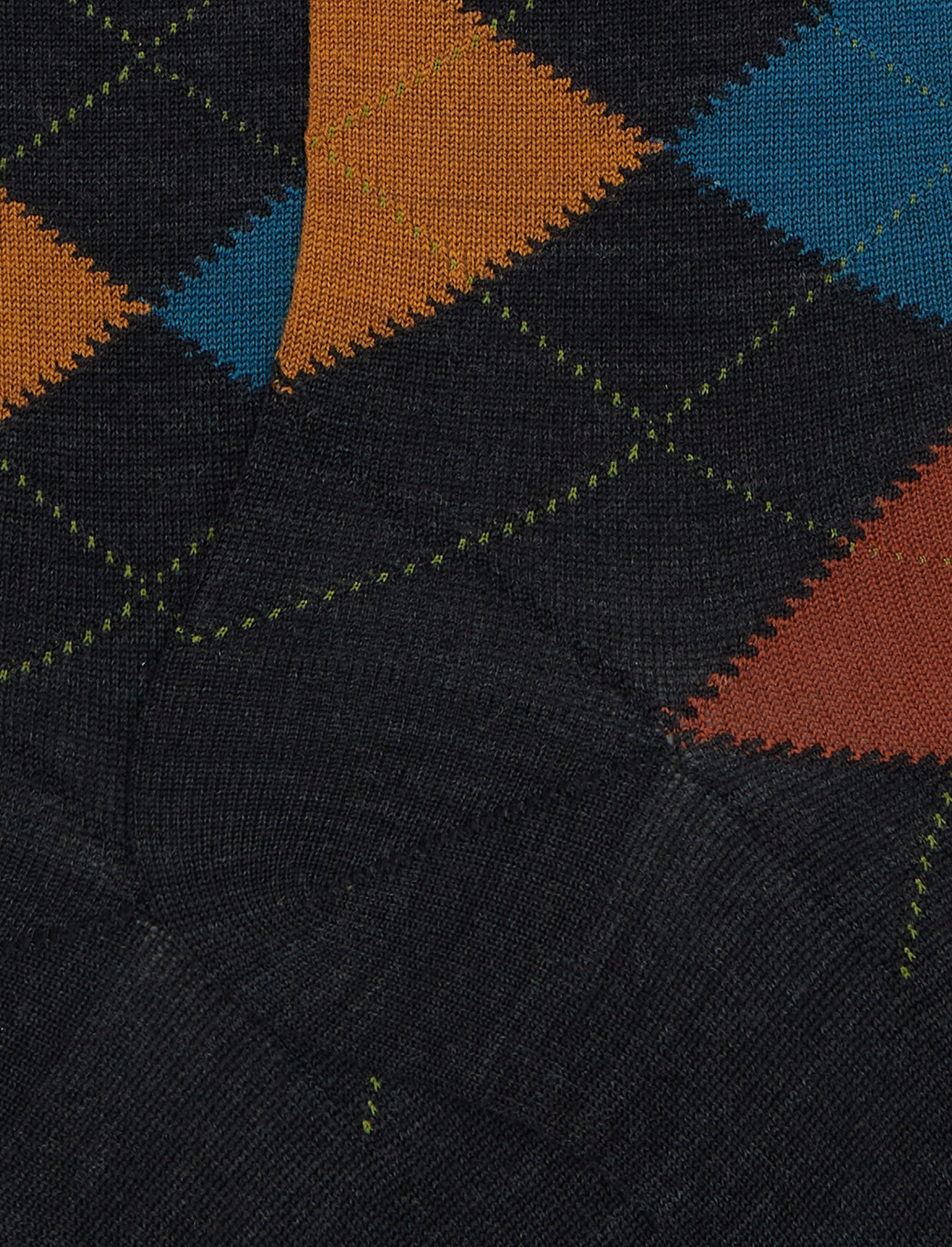 Calze lunghe uomo lana nero fantasia intarsio