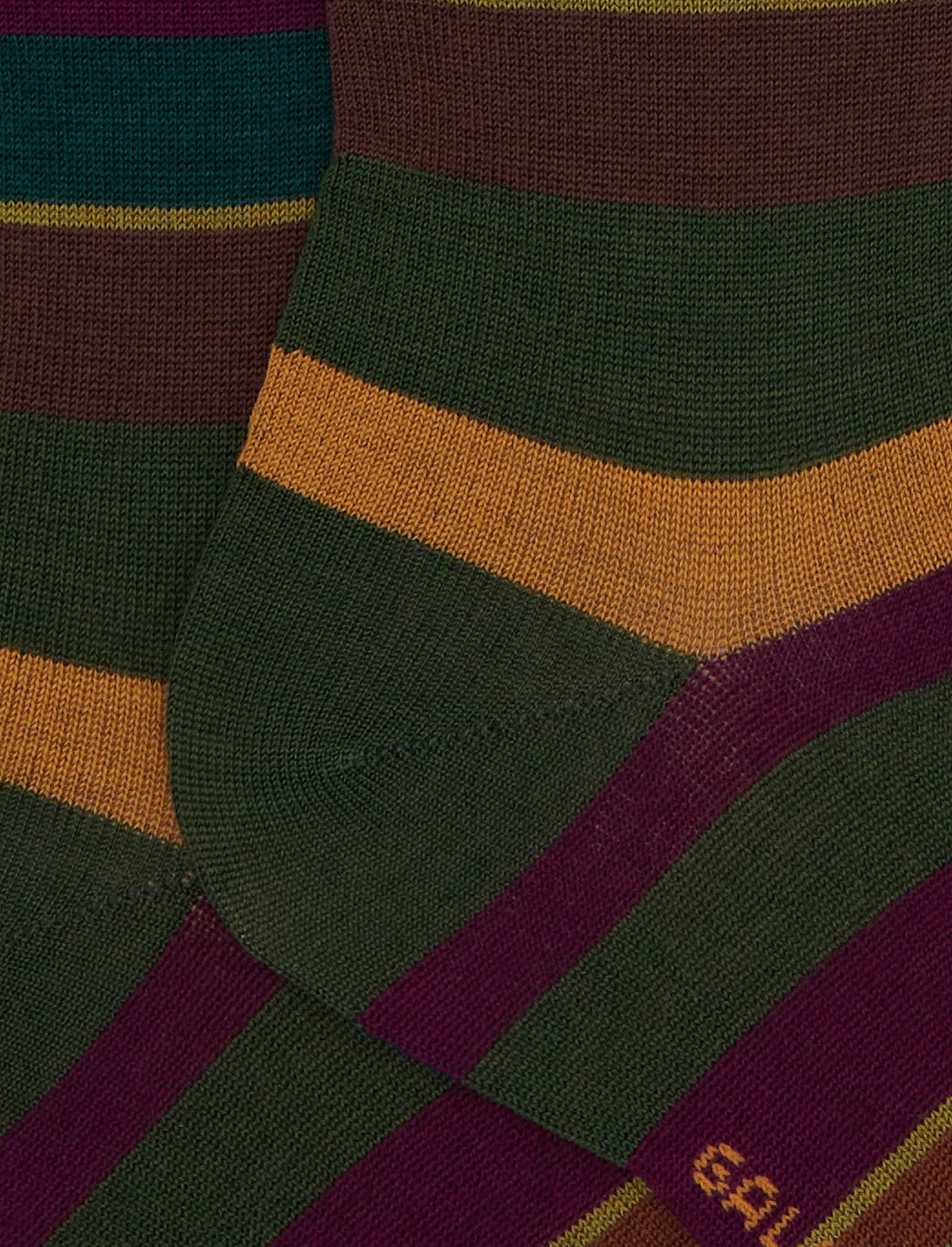 Calze lunghe donna lana verde righe multicolor