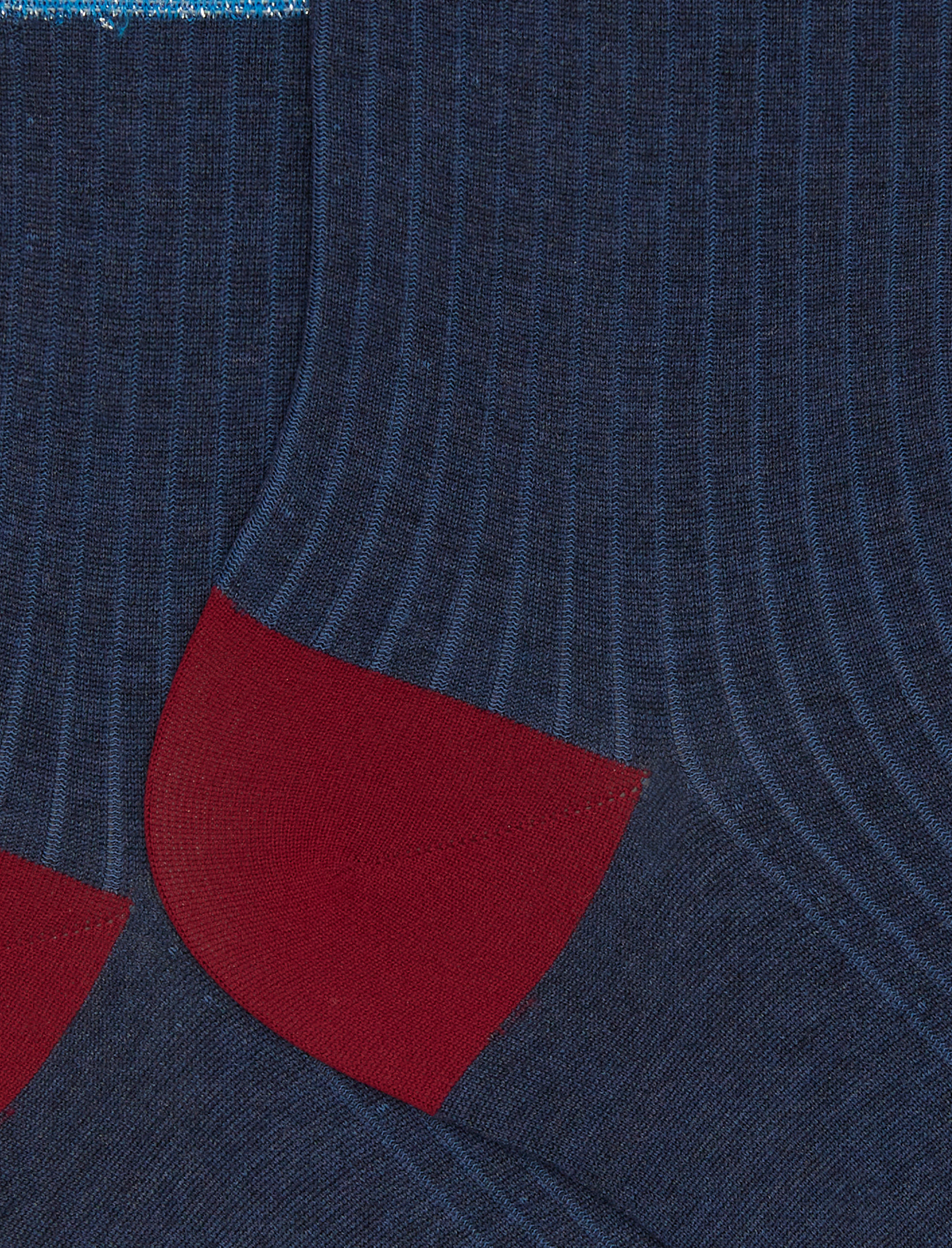 Calze corte donna cotone blu tinta unita a coste polso righe effetto scintillante