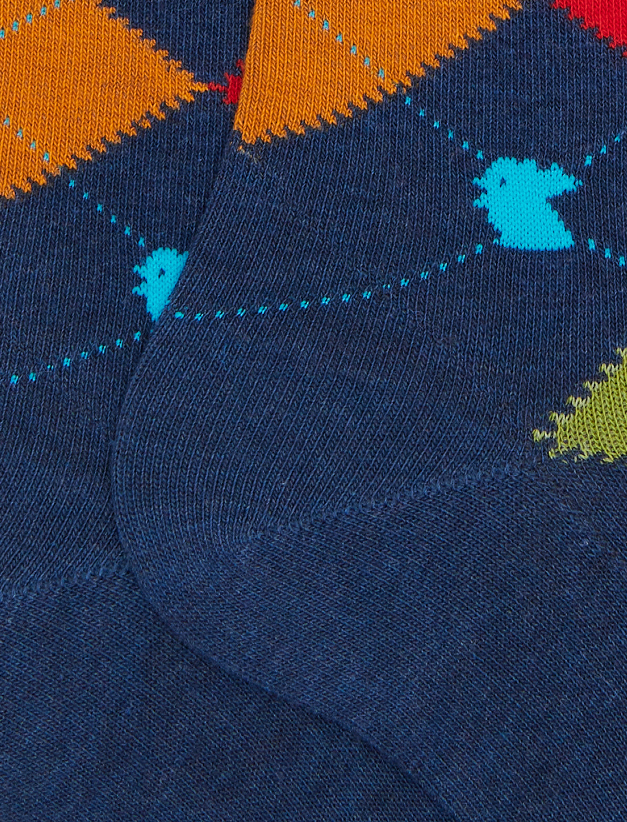Calze lunghe uomo cotone blu fantasia intarsio