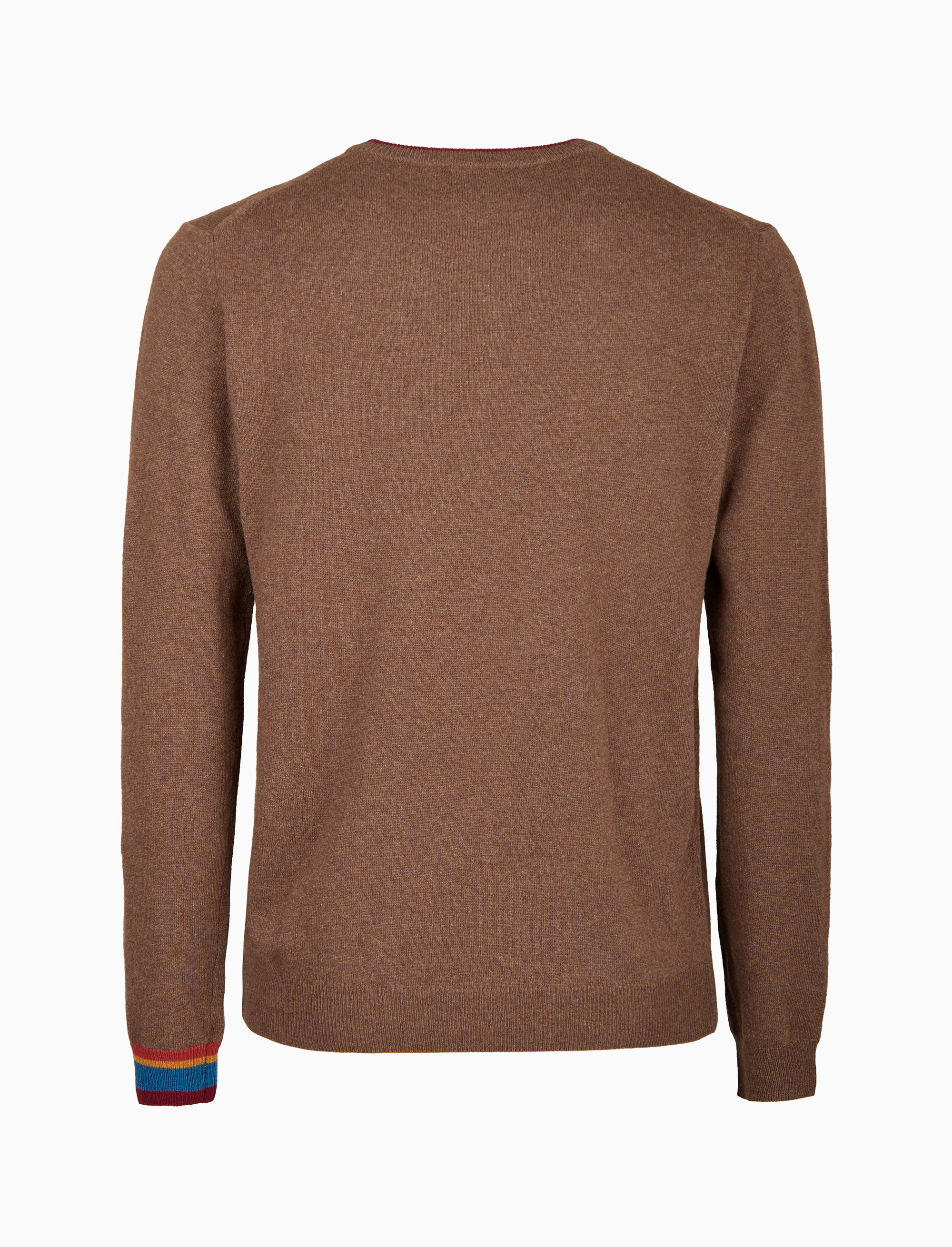 Pull girocollo uomo lana, viscosa e cashmere marrone tinta unita