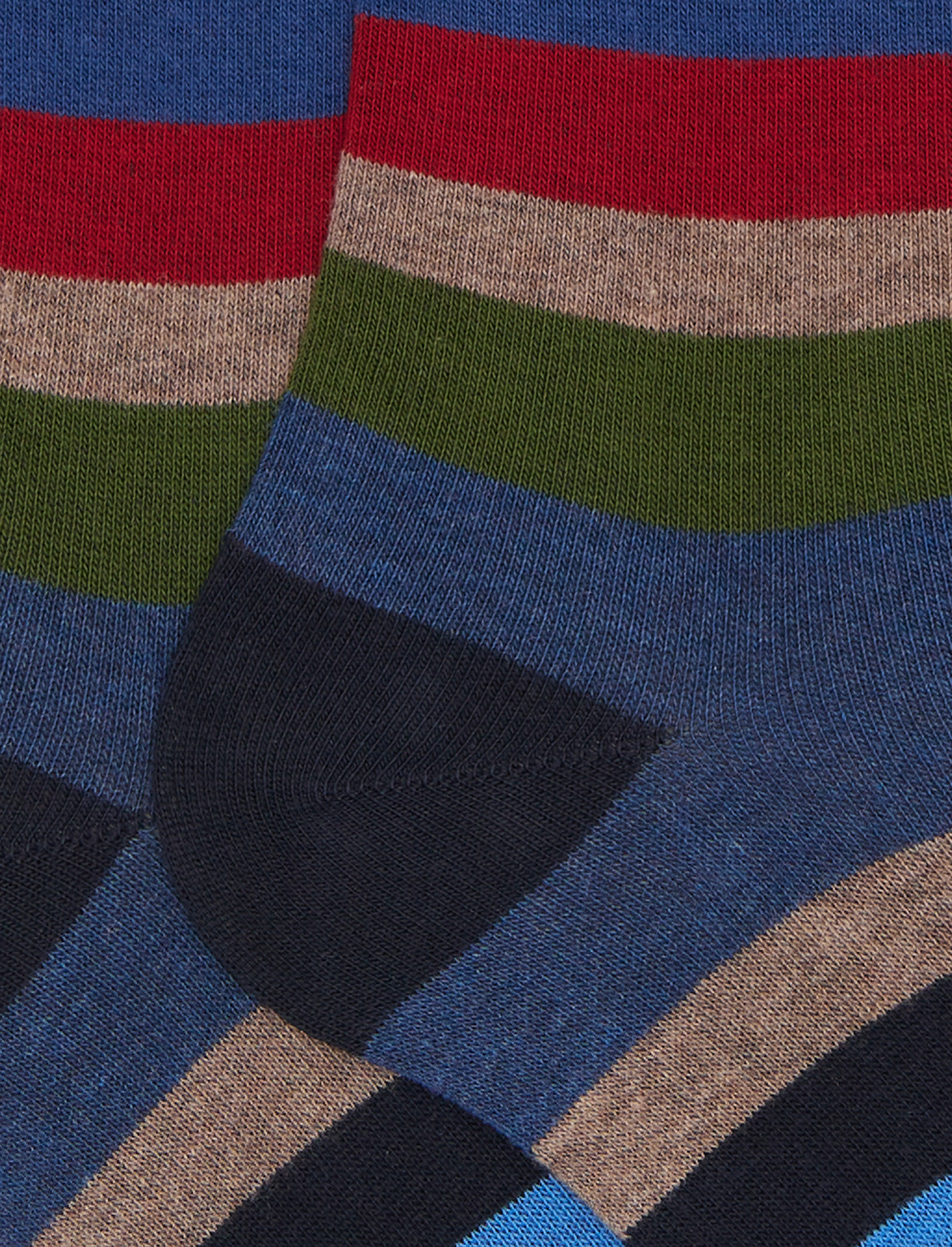 Calze lunghe uomo cotone blu righe multicolor a sette colori