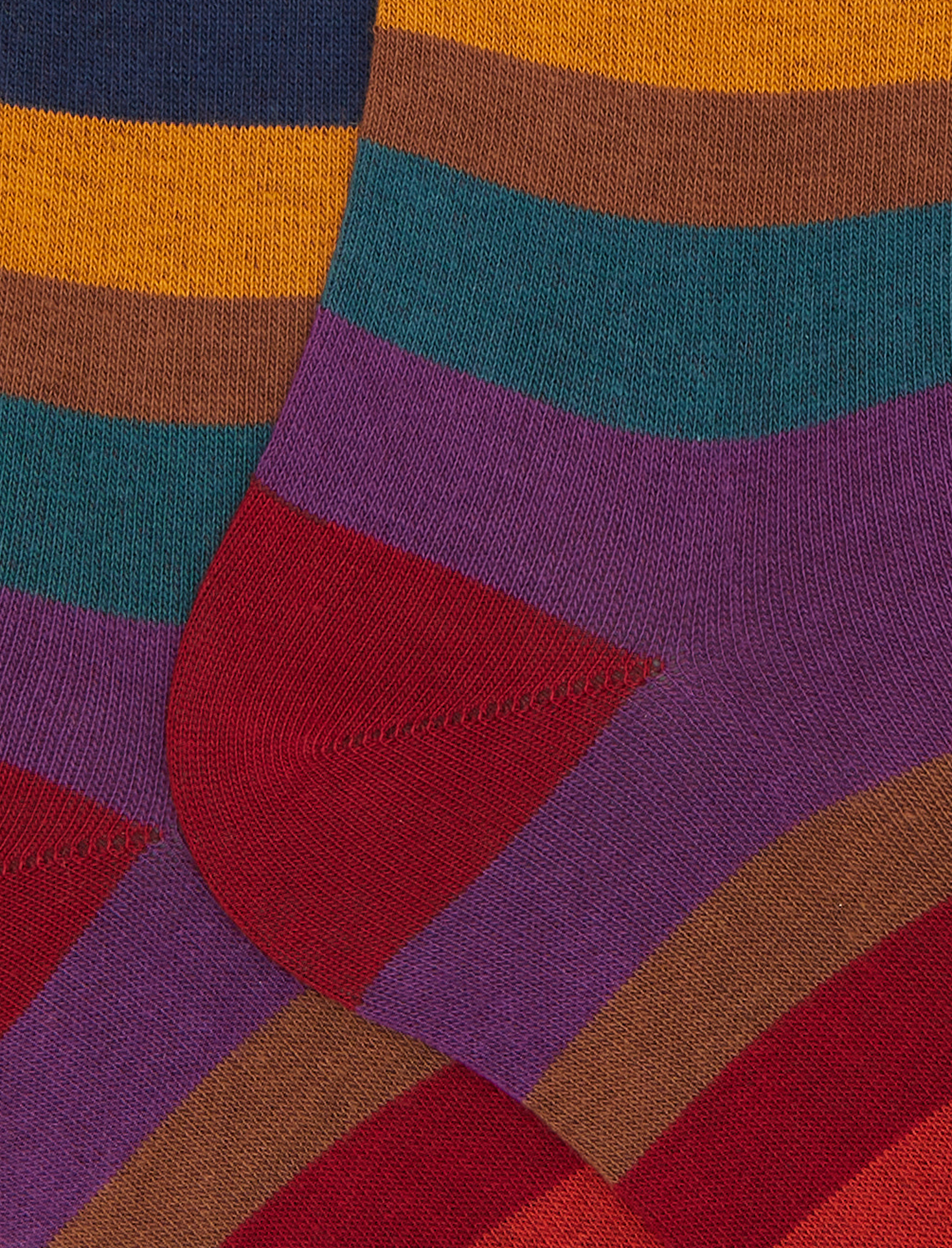 Calze lunghe uomo cotone bordò righe multicolor a sette colori