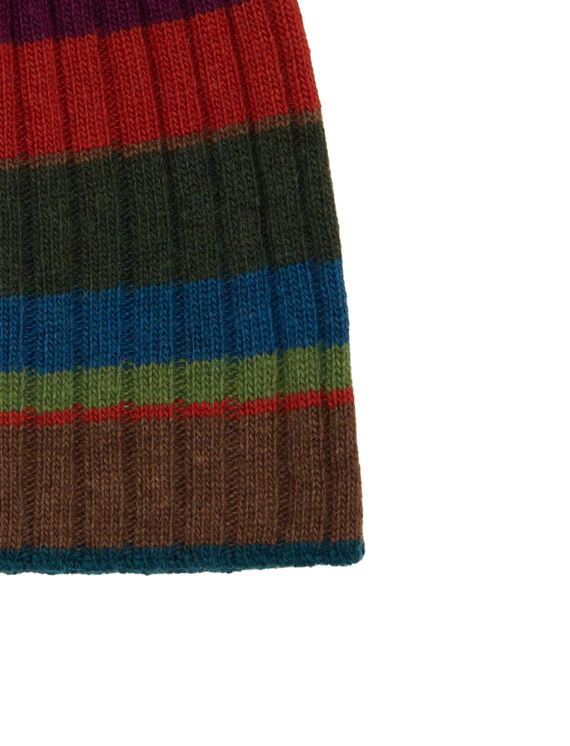 Calotta unisex lana e cashmere verde righe multicolor