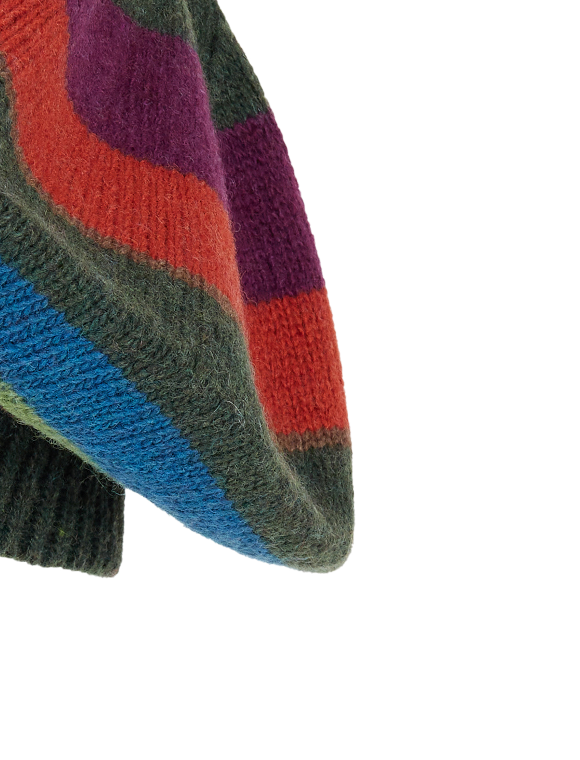 Basco donna lana e cashmere verde righe multicolor