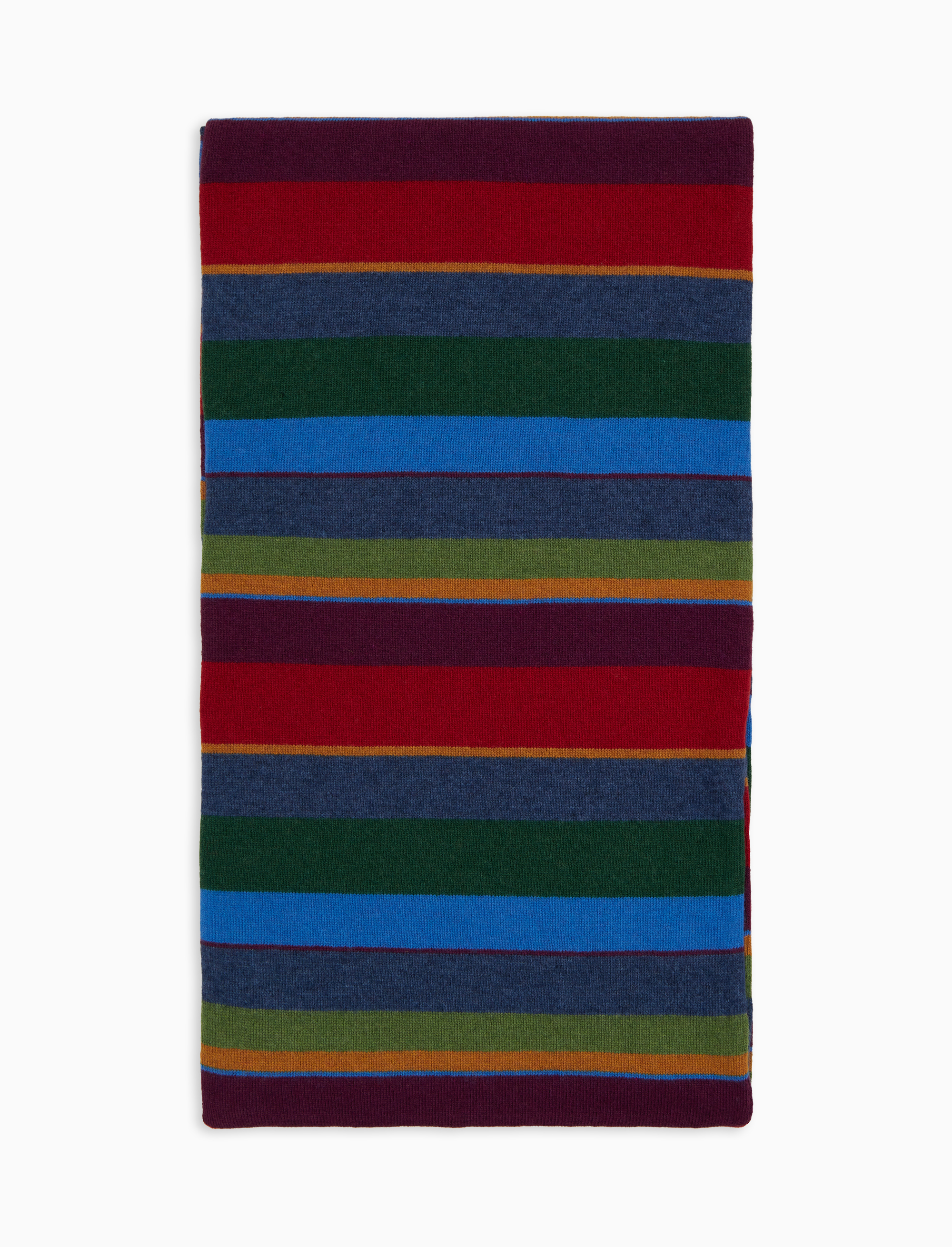 Sciarpa doppiata unisex lana e cashmere blu righe multicolor