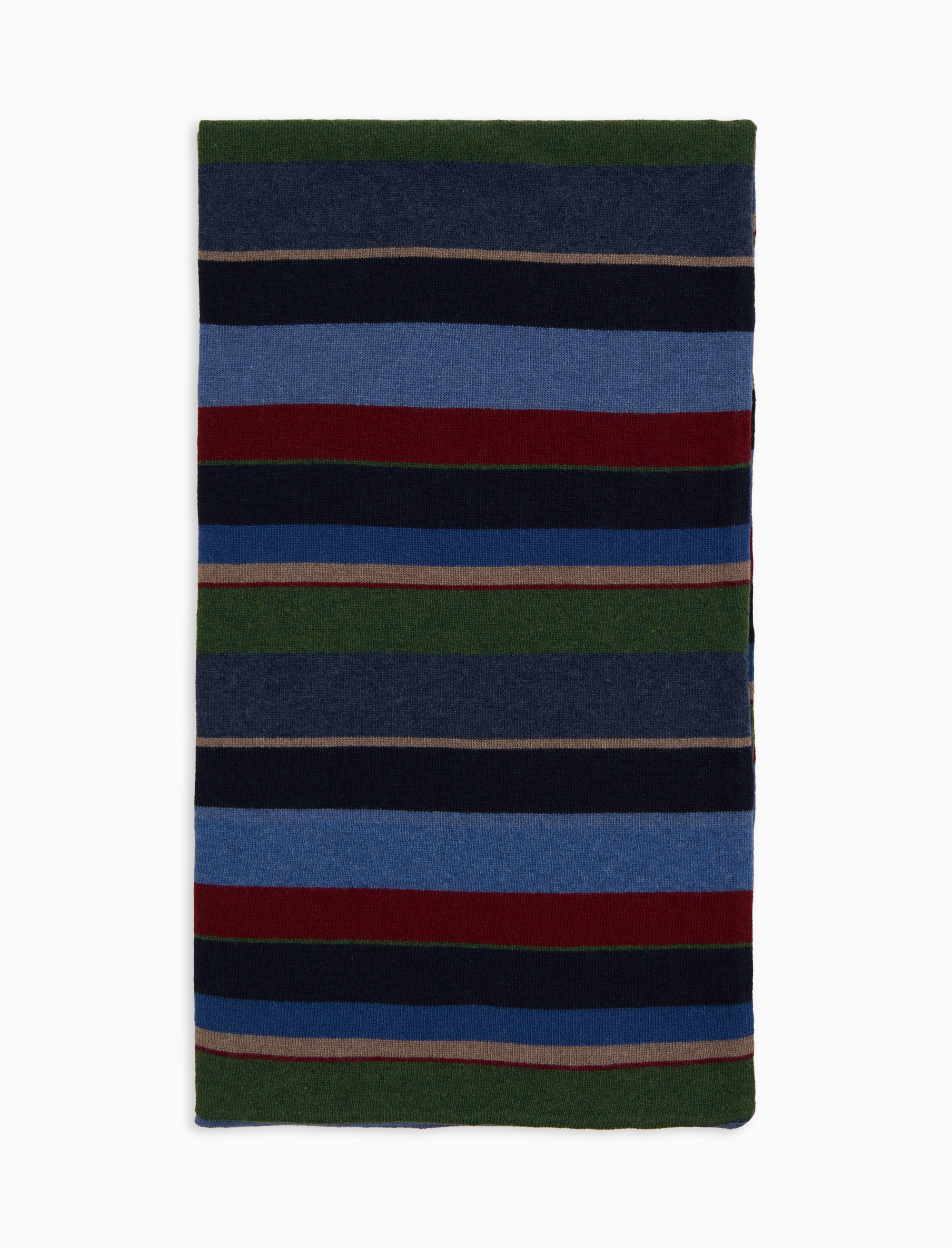 Sciarpa doppiata unisex lana e cashmere blu righe multicolor