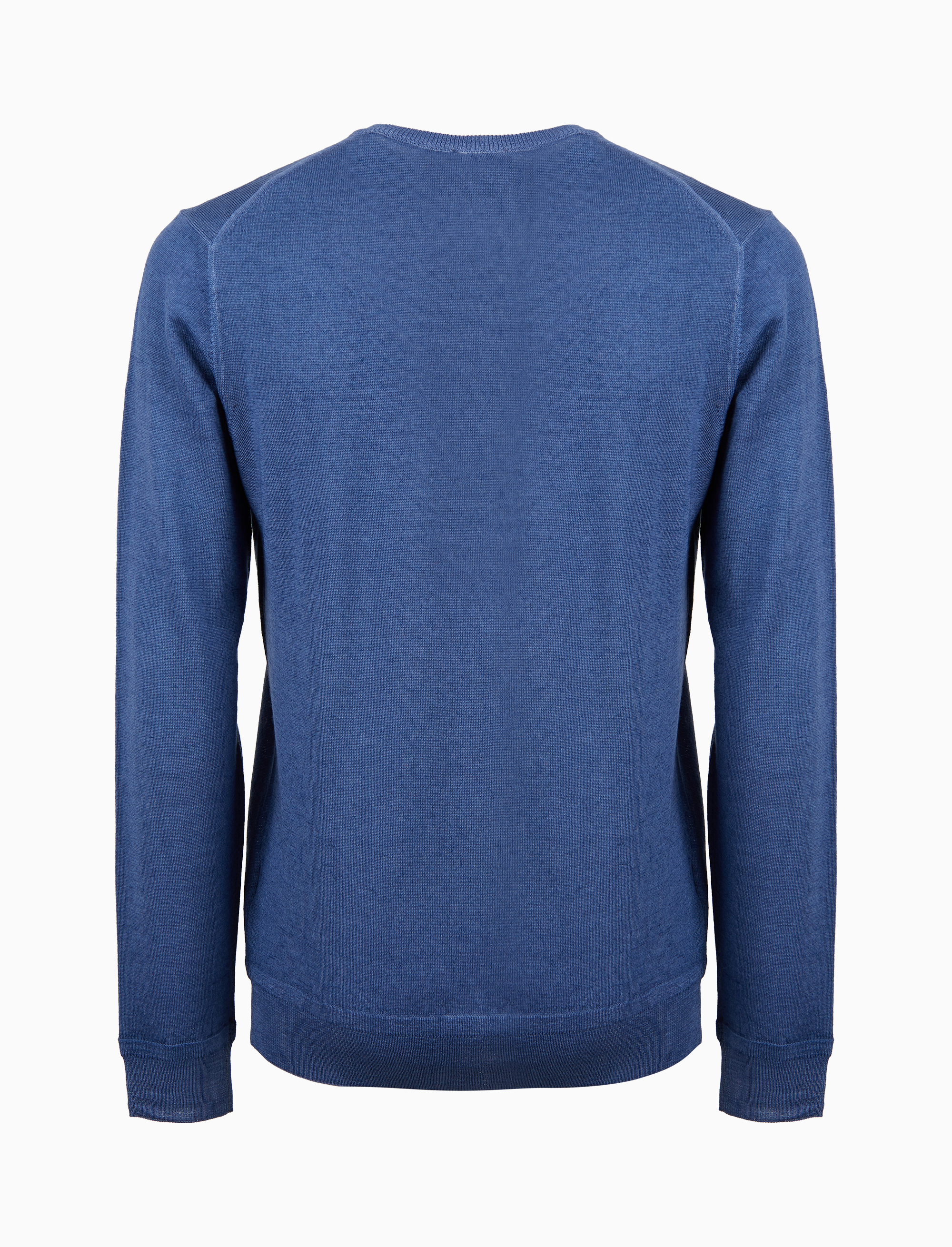 Pull uomo girocollo lana blu tinta unita