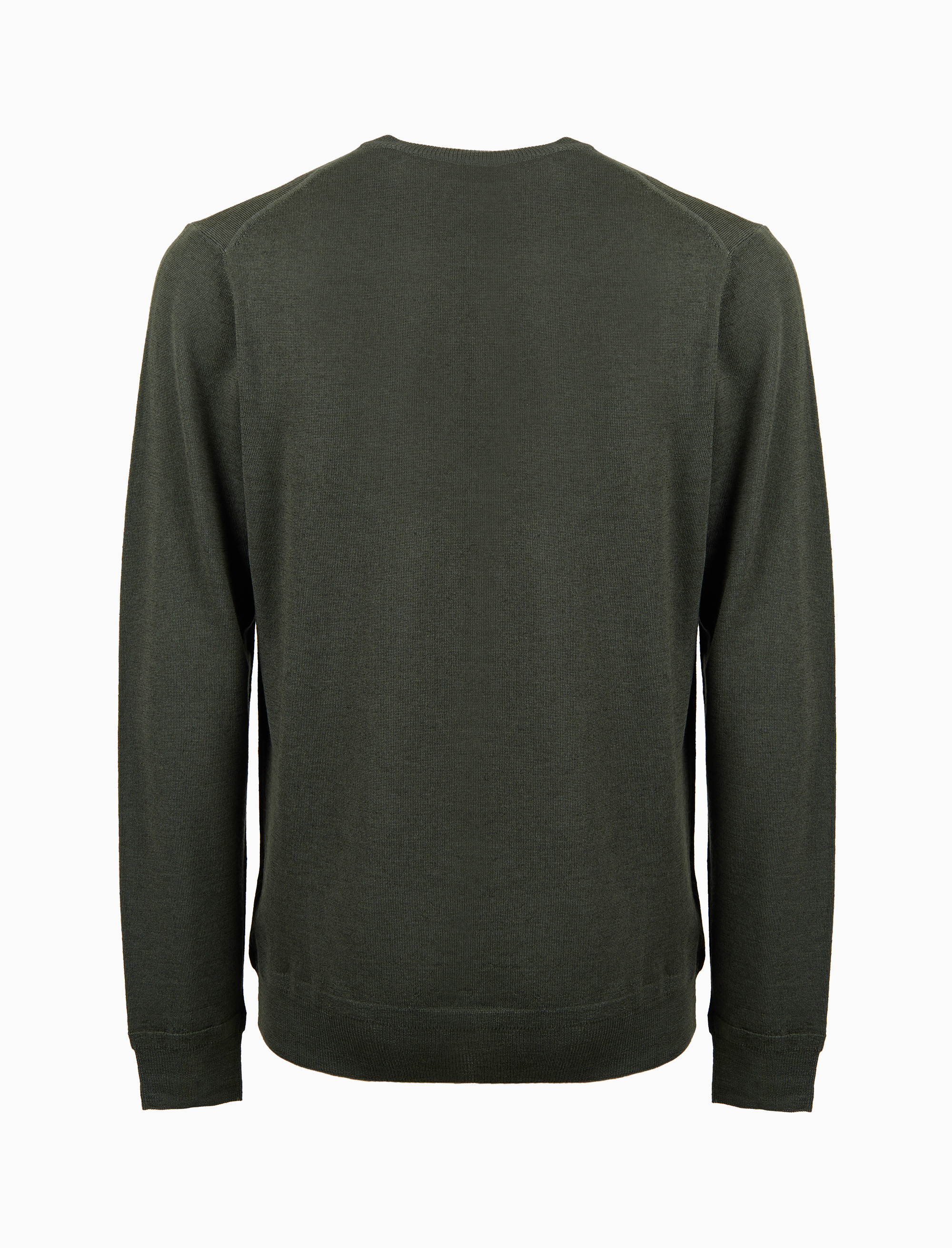 Pull uomo girocollo lana verde tinta unita