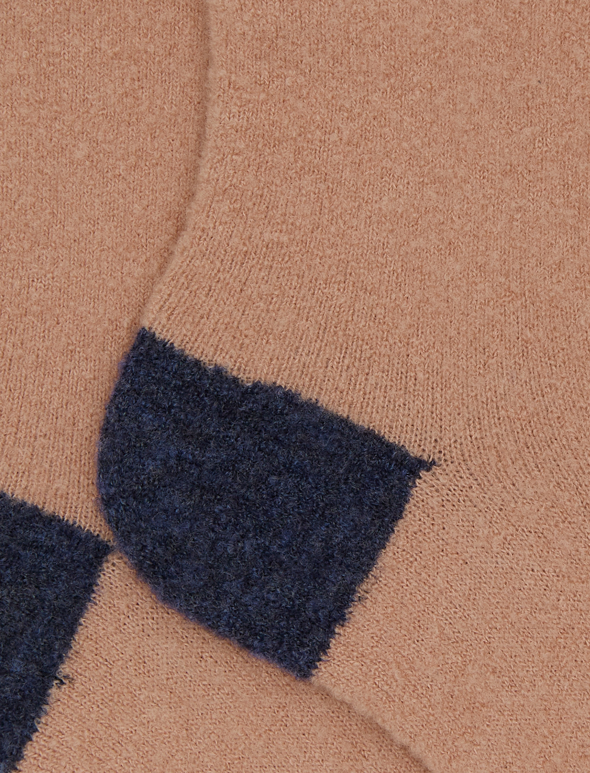 Calze corte donna lana boucl&eacute; rosa tinta unita e contrasti