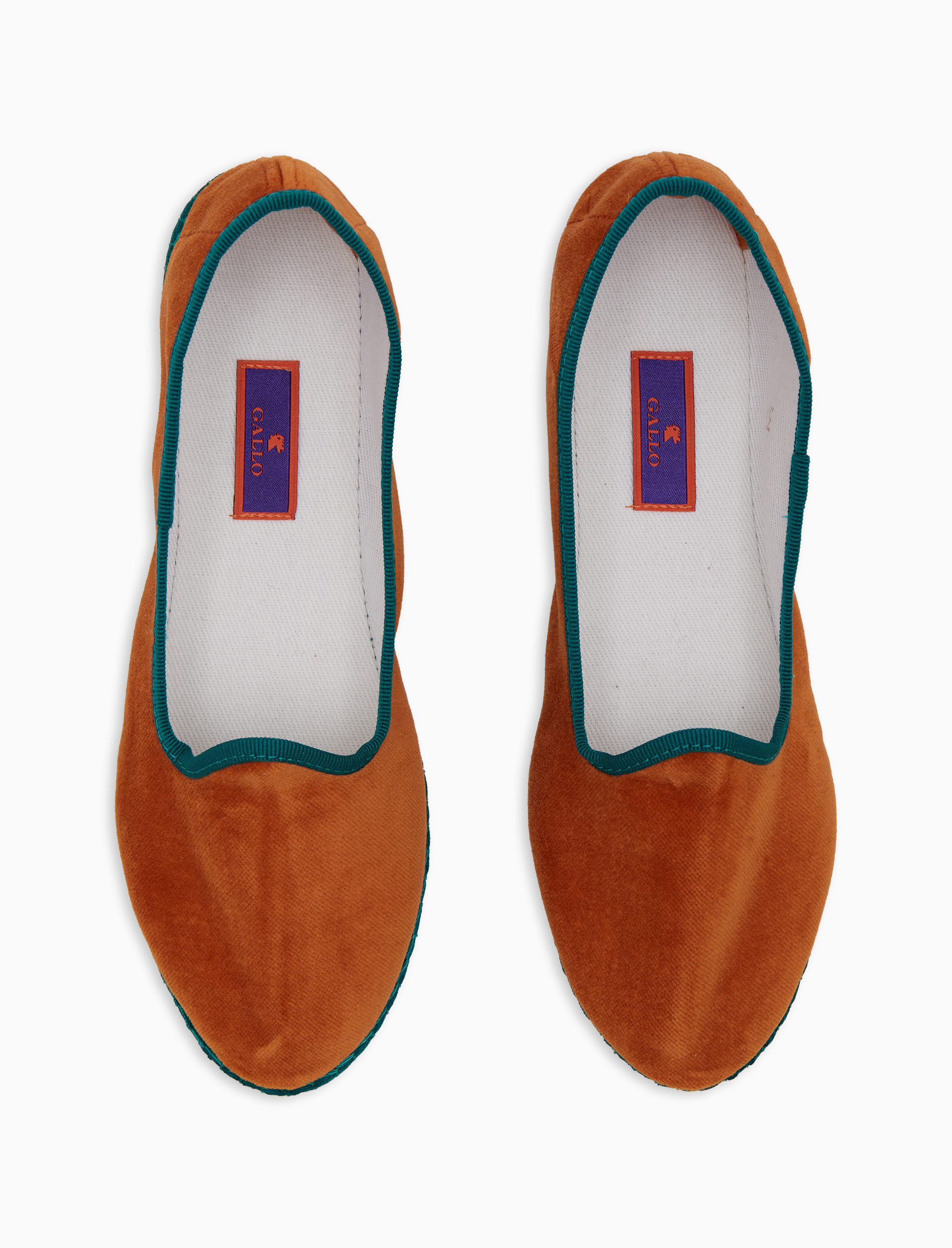 Friulane donna velluto arancio tinta unita con contrasti