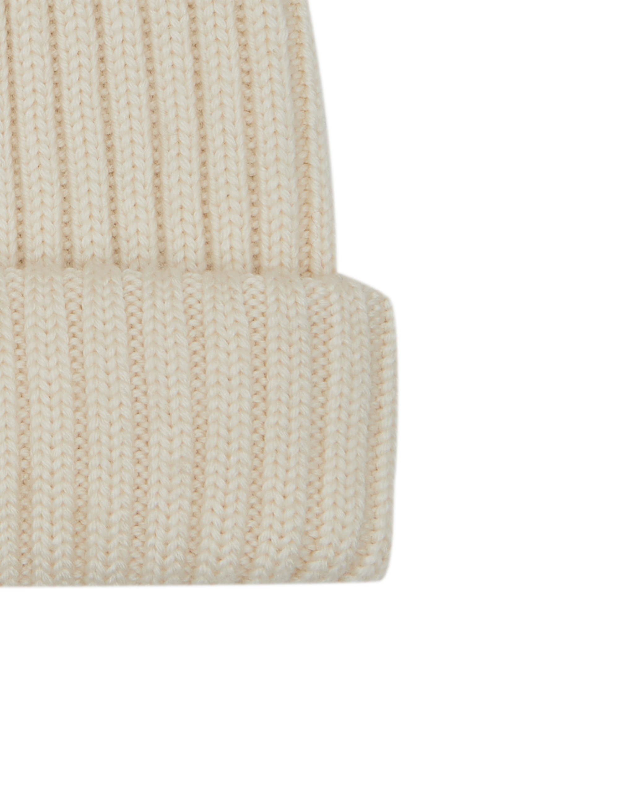 Berretto unisex lana, seta e cashmere bianco a coste tinta unita