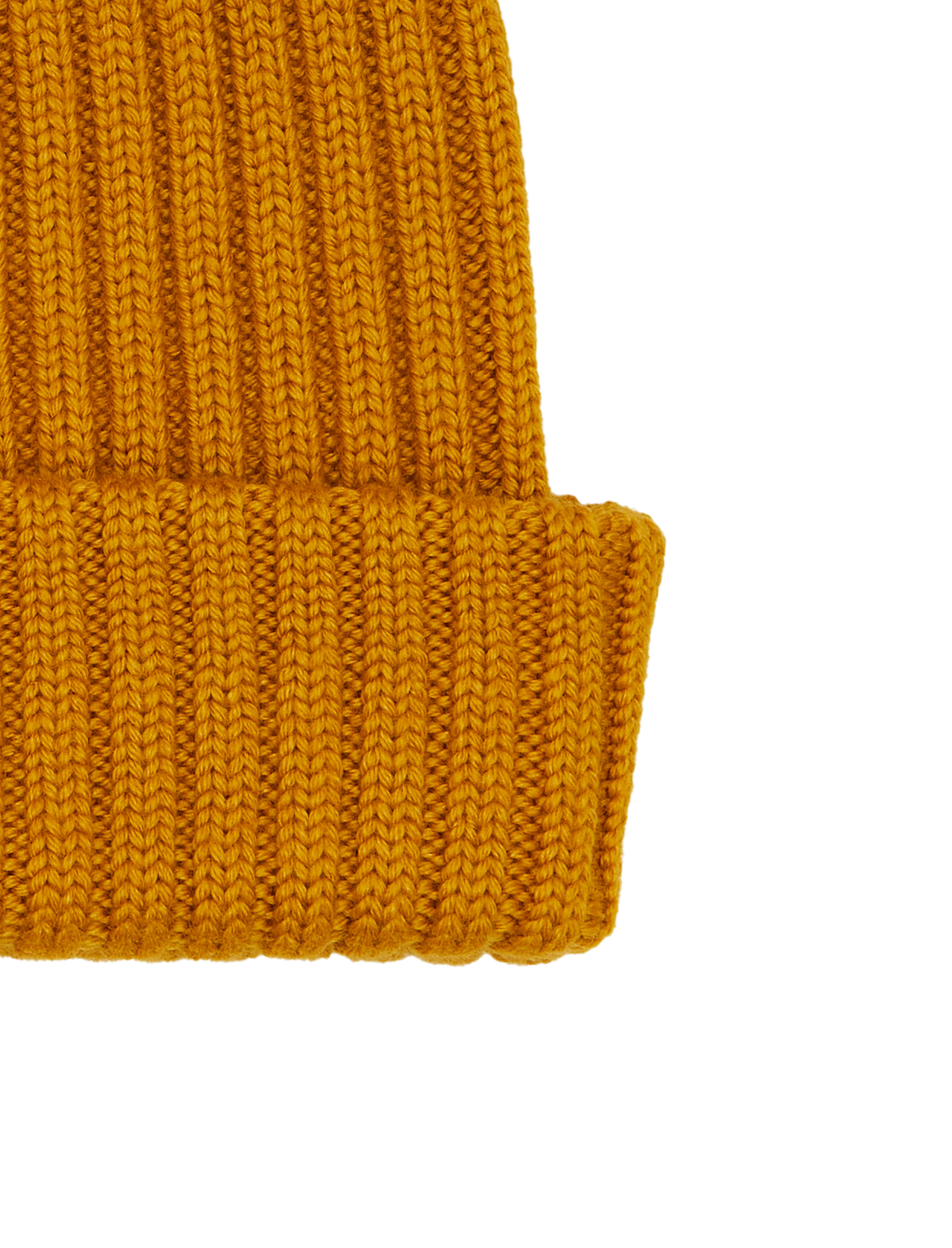 Berretto unisex lana, seta e cashmere giallo a coste tinta unita