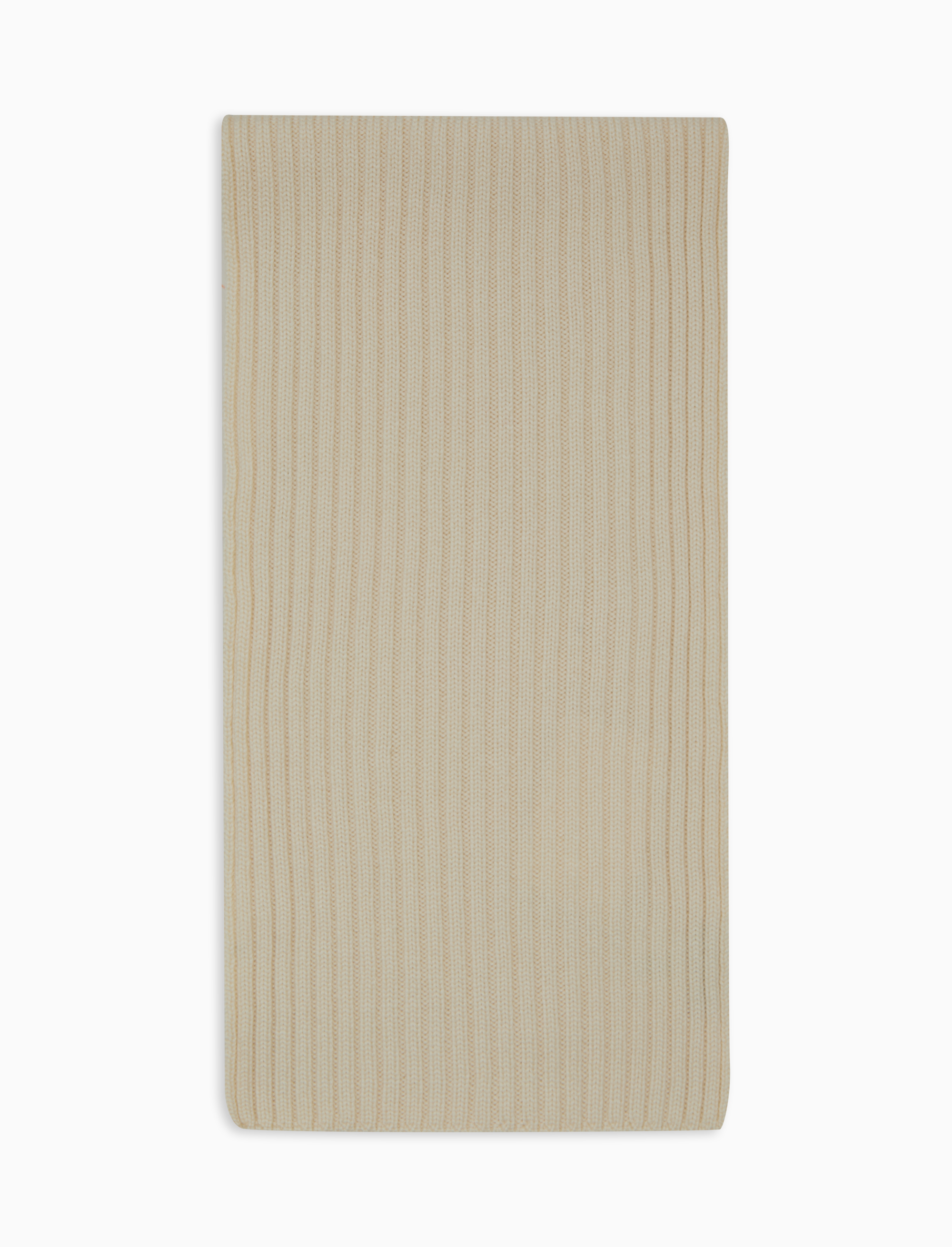 Sciarpa unisex lana, seta e cashmere bianco a coste tinta unita