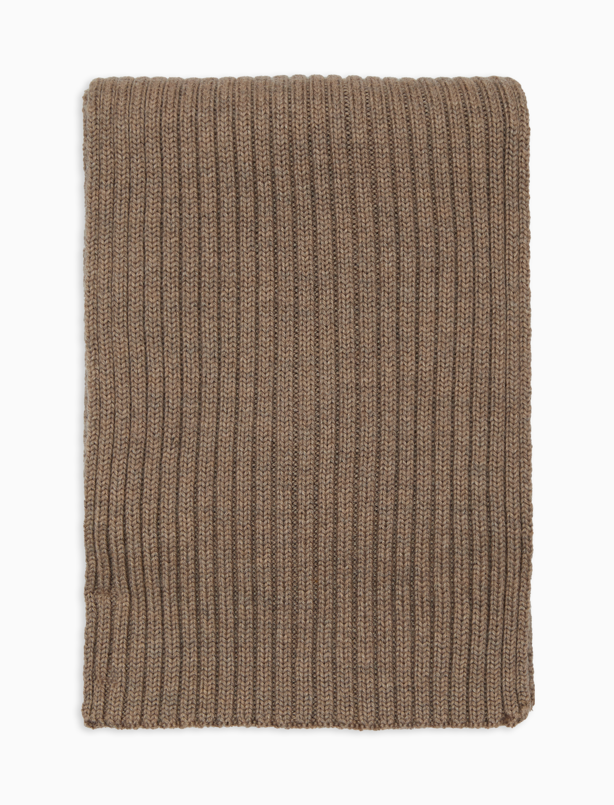 Sciarpa unisex lana, seta e cashmere beige a coste tinta unita