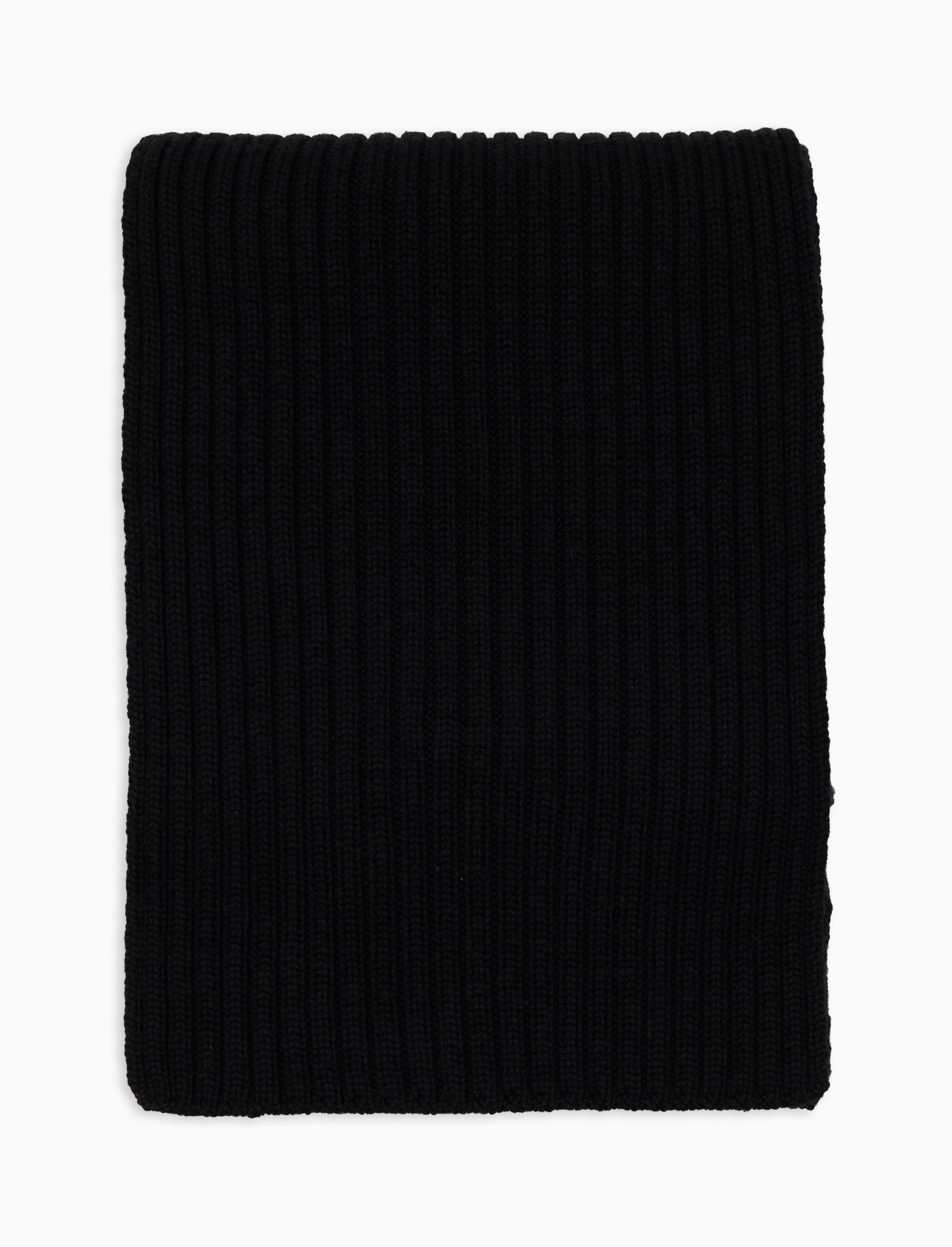 Sciarpa unisex lana, seta e cashmere nero a coste tinta unita