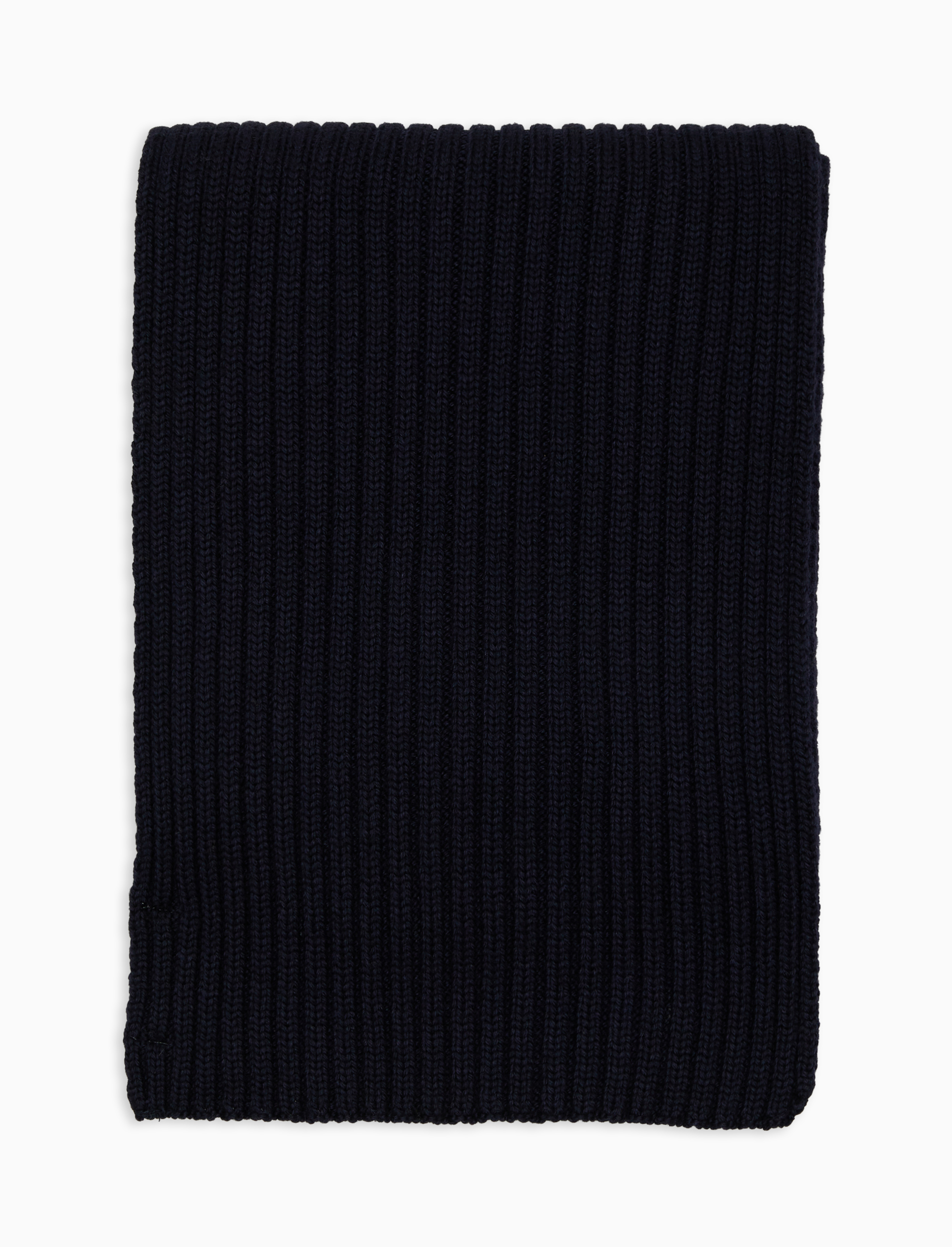 Sciarpa unisex lana, seta e cashmere blu a coste tinta unita