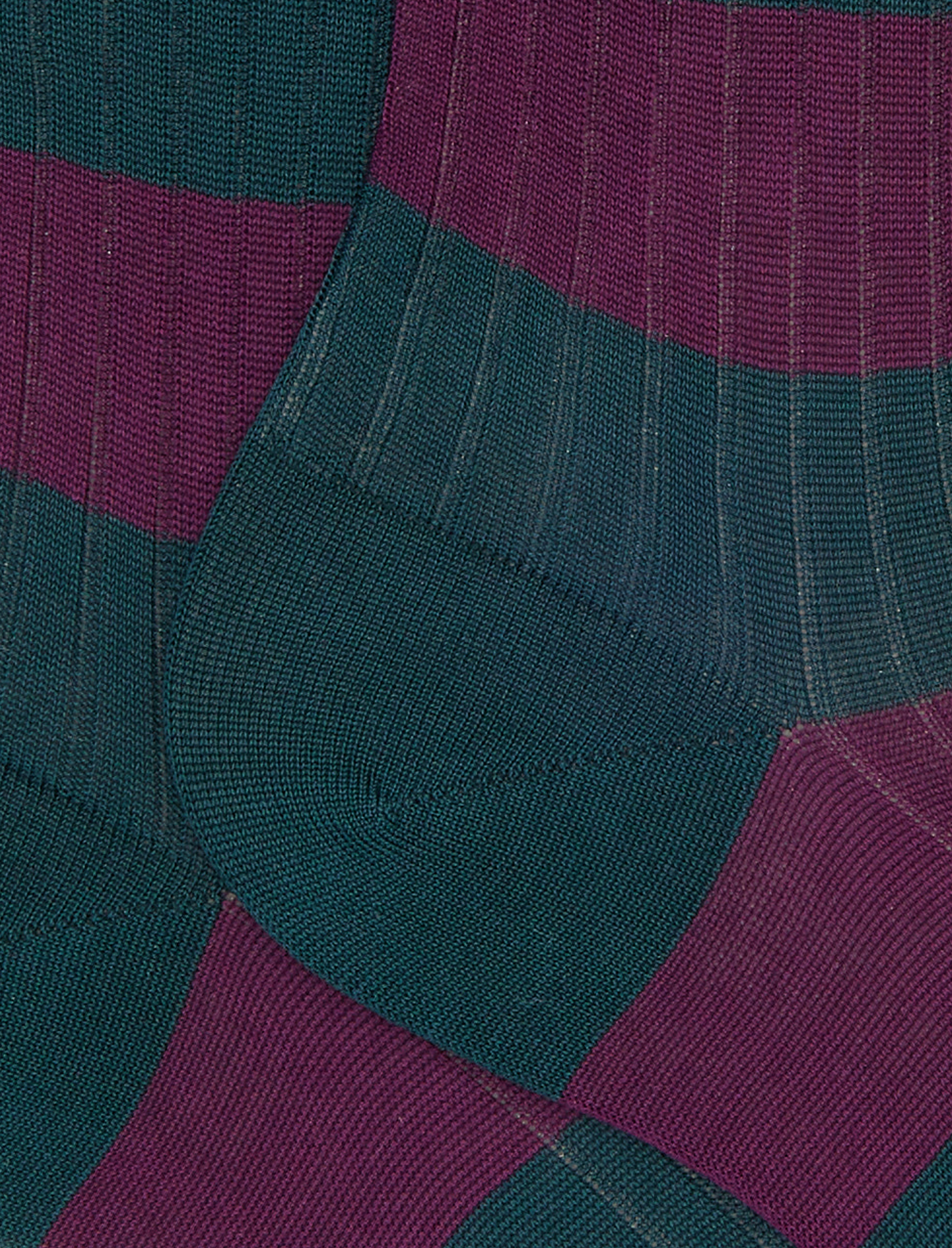 Calze corte donna cotone verde a coste righe bicolore