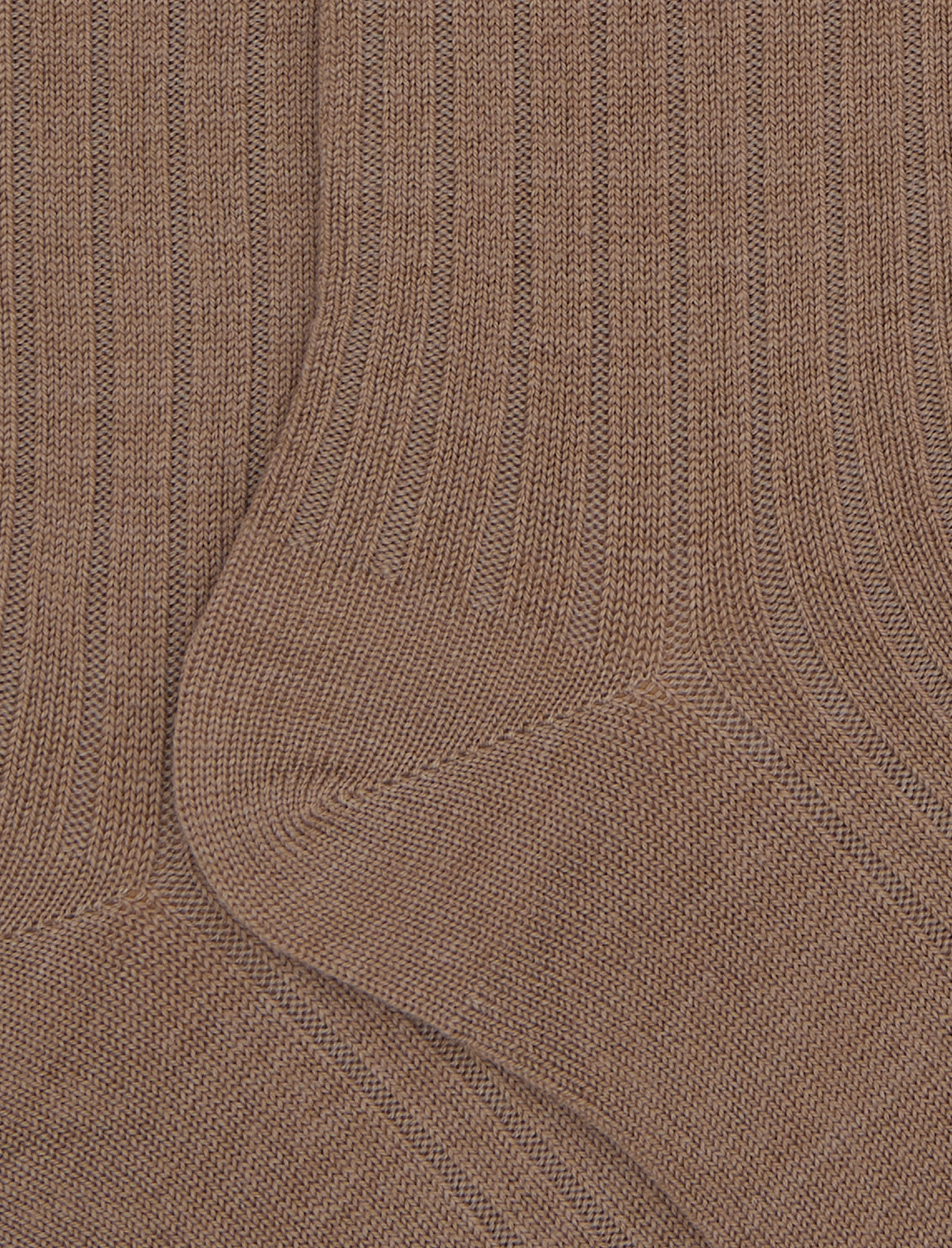 Calze lunghe donna lana beige a coste tinta unita