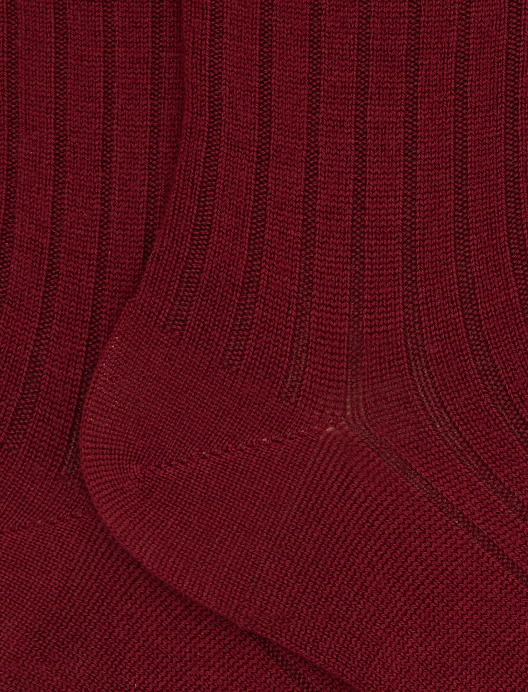 Calze corte donna lana rosse a coste tinta unita