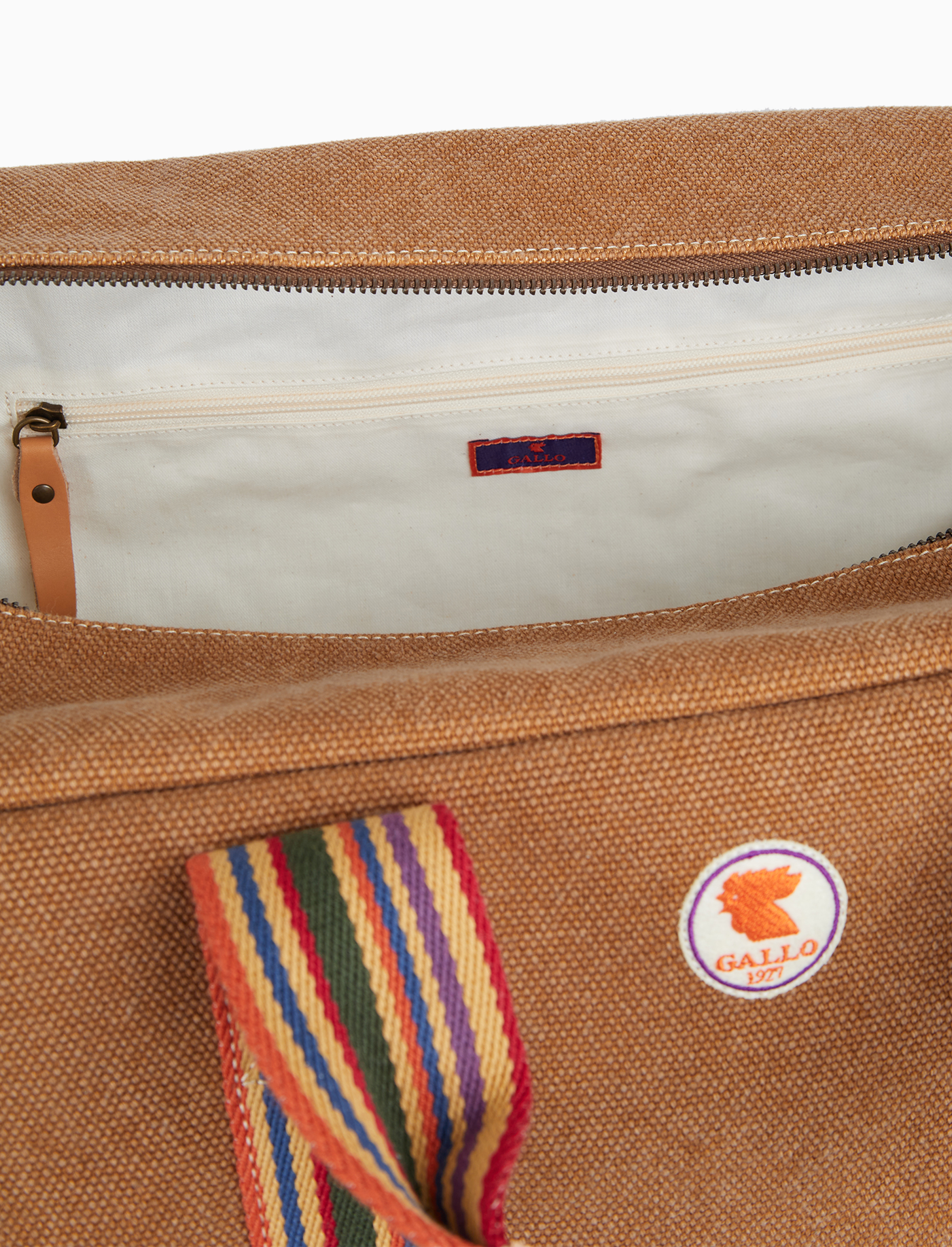 Borsone weekend unisex in canvas di cotone tinta unita beige