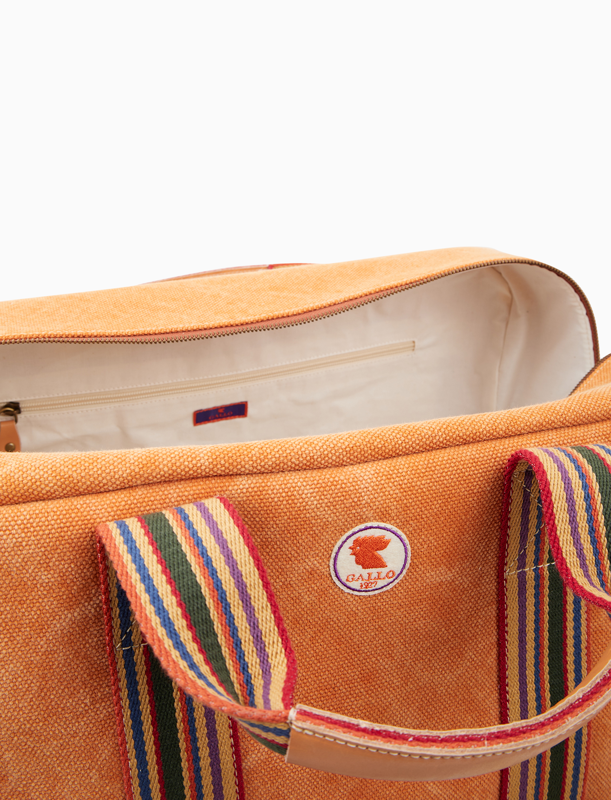 Borsone weekend unisex in canvas di cotone tinta unita arancio