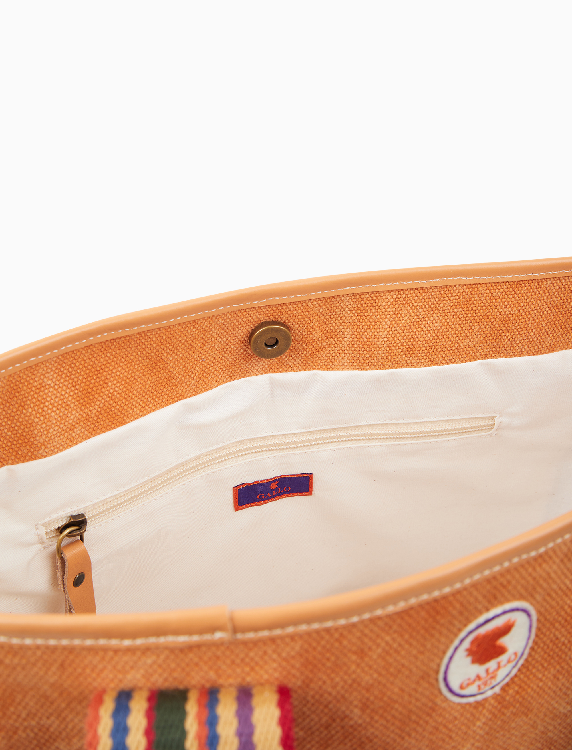 Borsa shopping grande donna in canvas di cotone tinta unita arancio