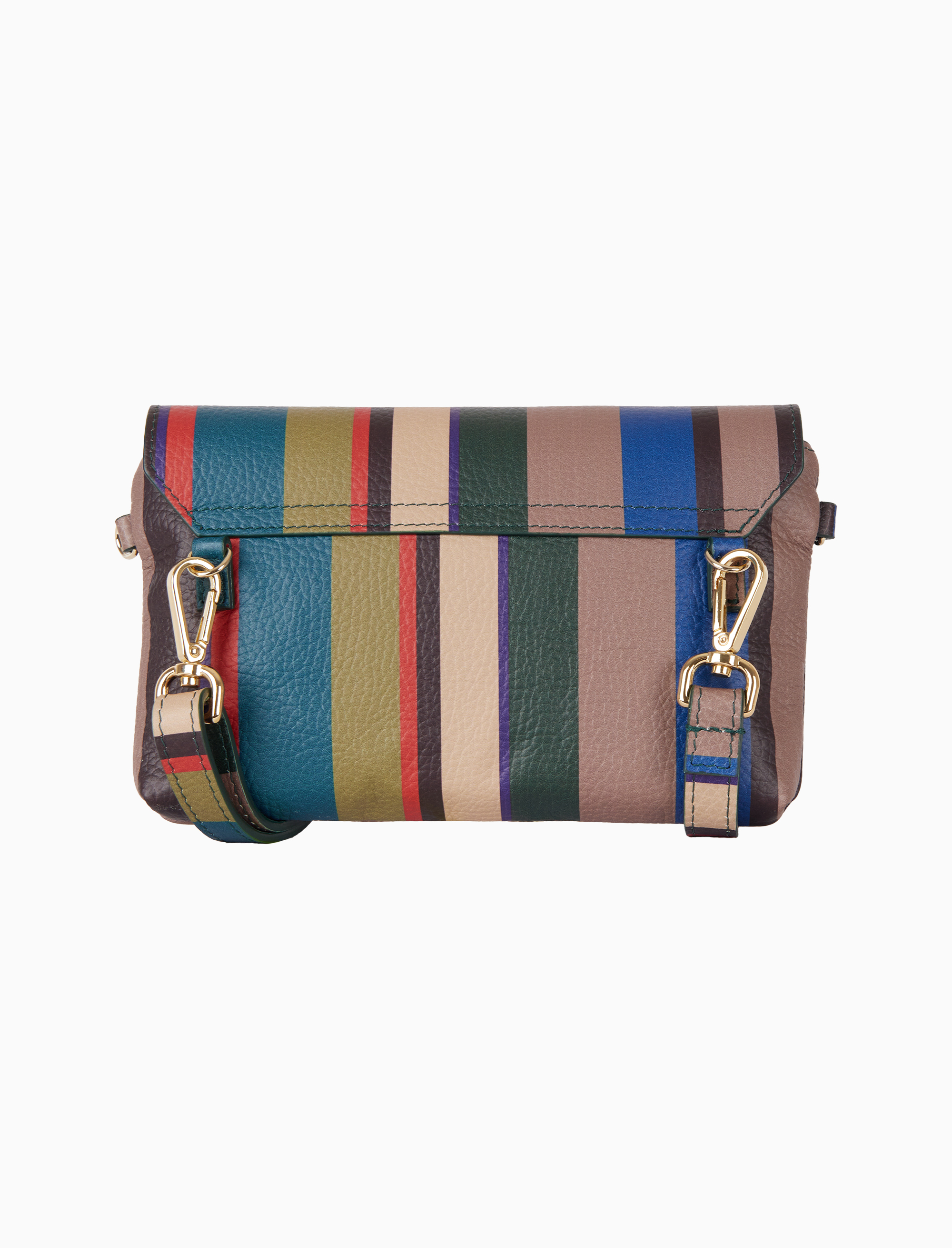 Borsa mini a tracolla donna in pelle martellata beige righe multicolor