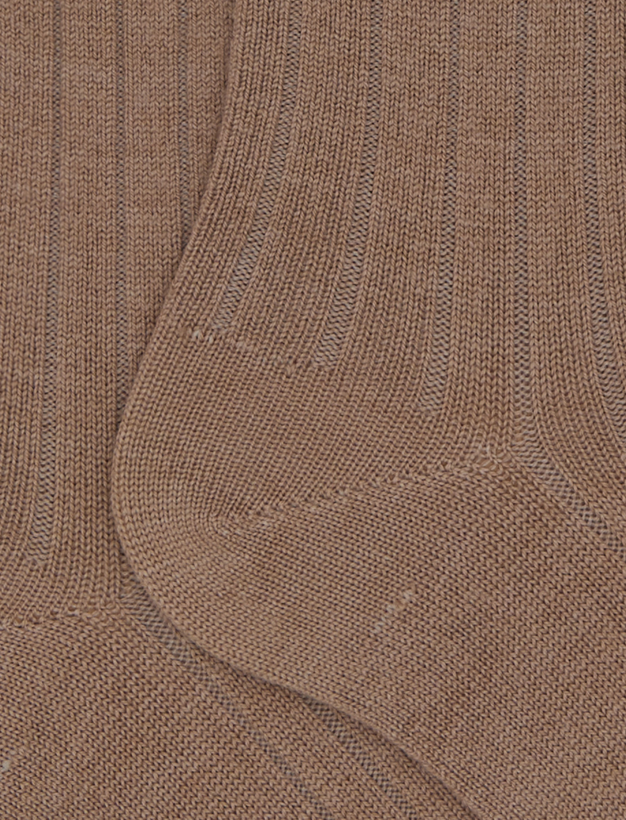 Calze corte uomo lana beige a coste tinta unita