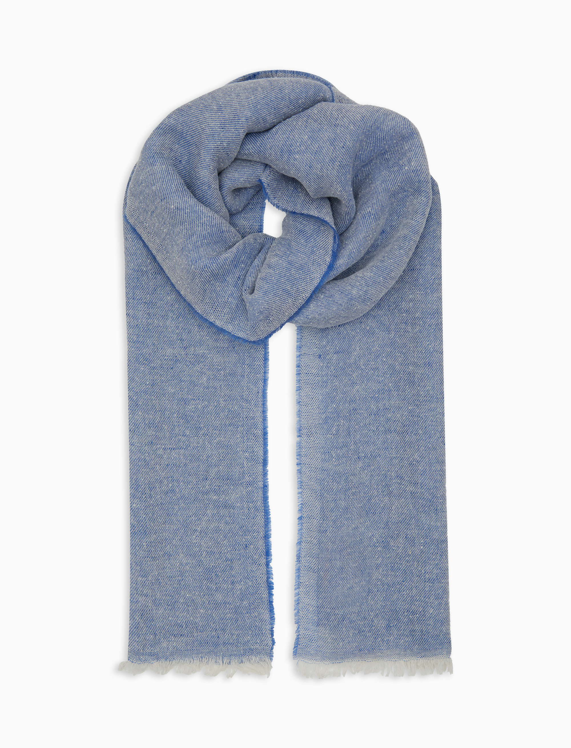 Sciarpa unisex seta e lino tinta unita blu