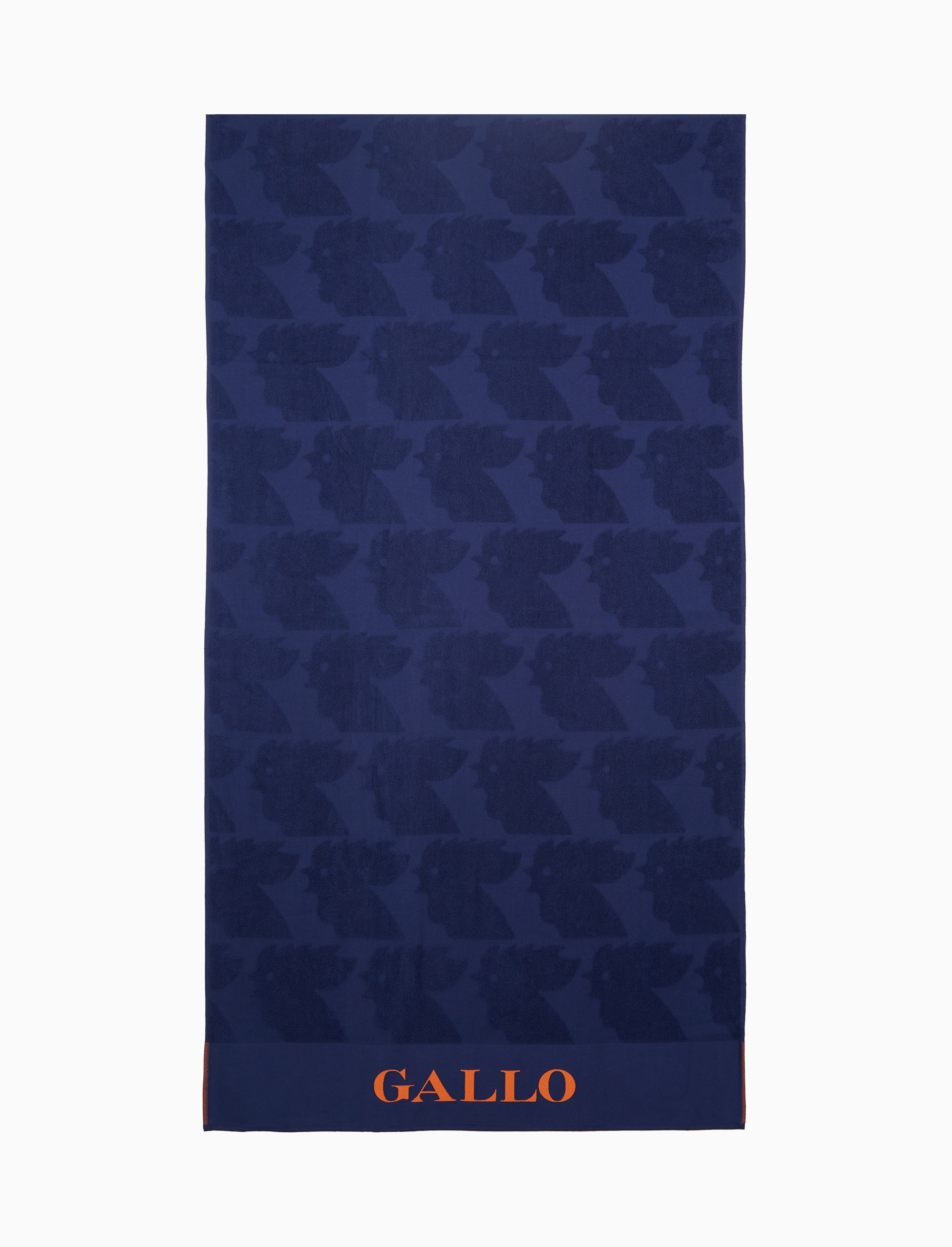 Telo mare unisex cotone tinta unita blu con scritta Gallo in contrasto