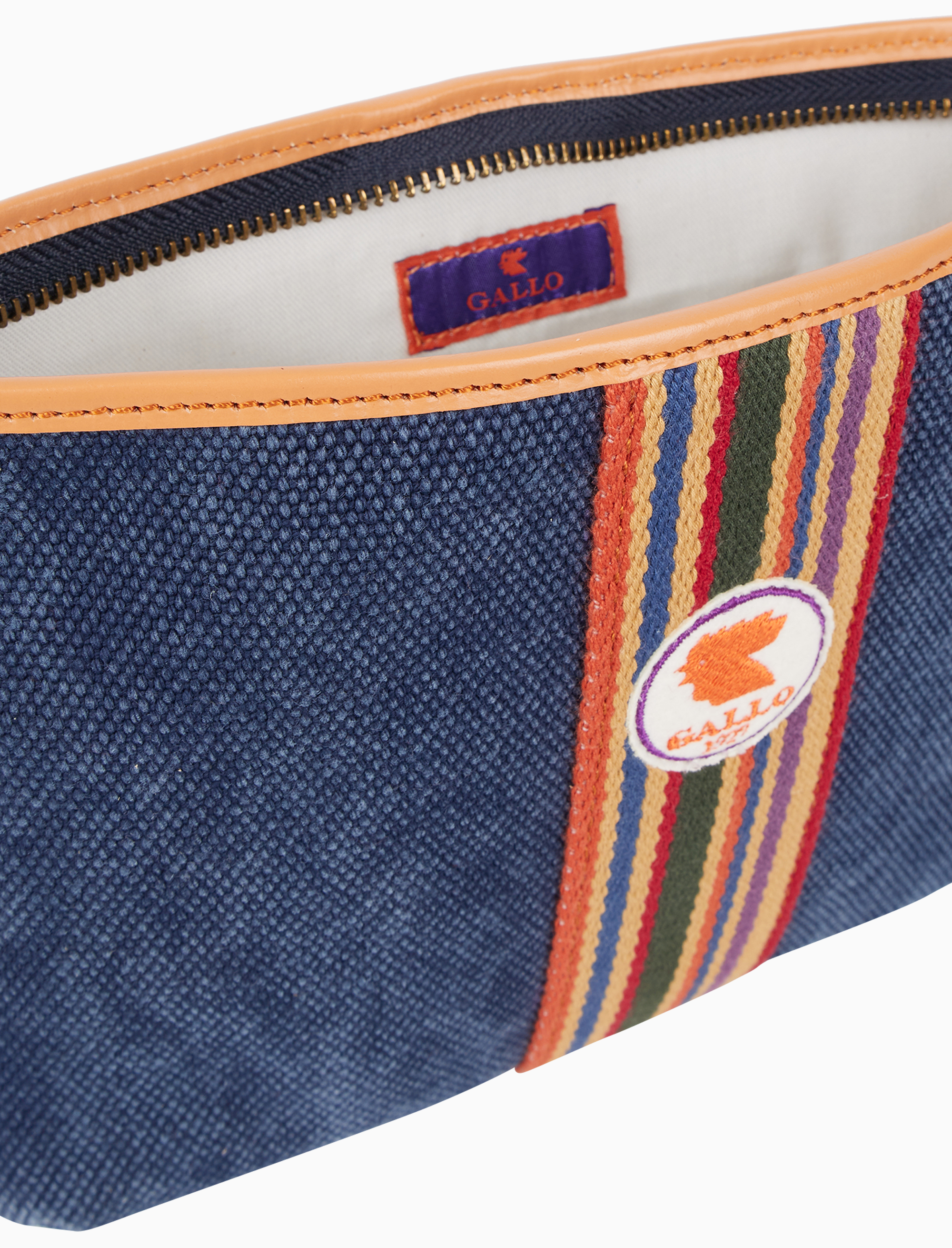 Bustina piatta unisex in canvas di cotone blu tinta unita