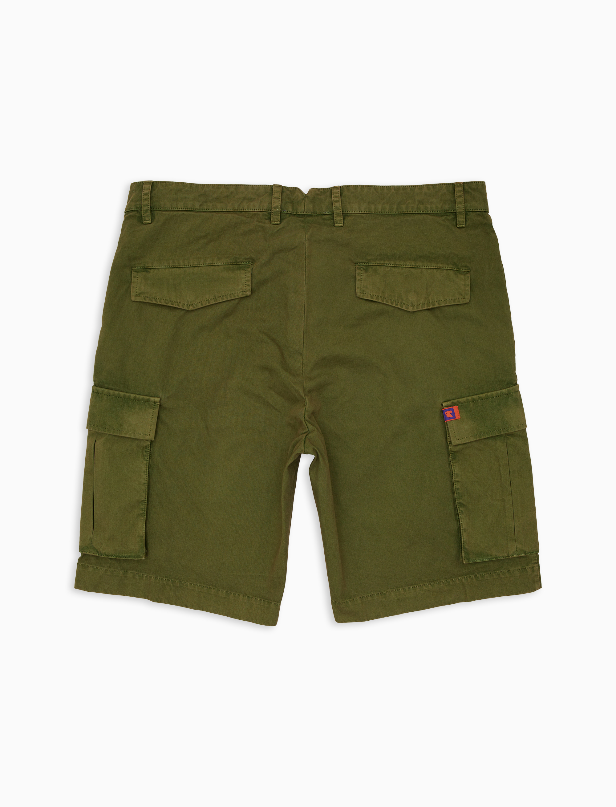 Bermuda cargo uomo cotone tinto capo tinta unita verde