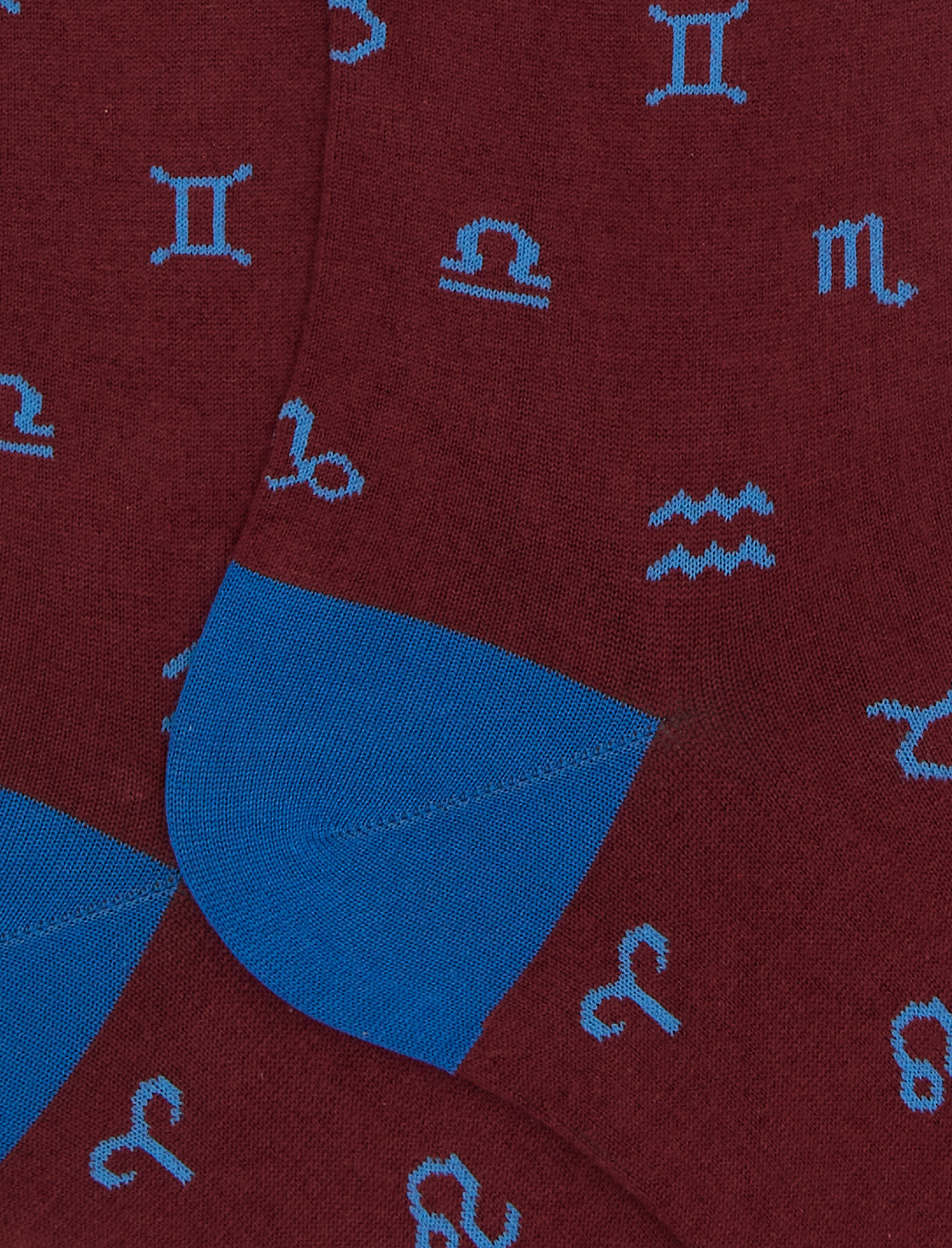 Calze lunghe uomo cotone bordò fantasia segni zodiacali