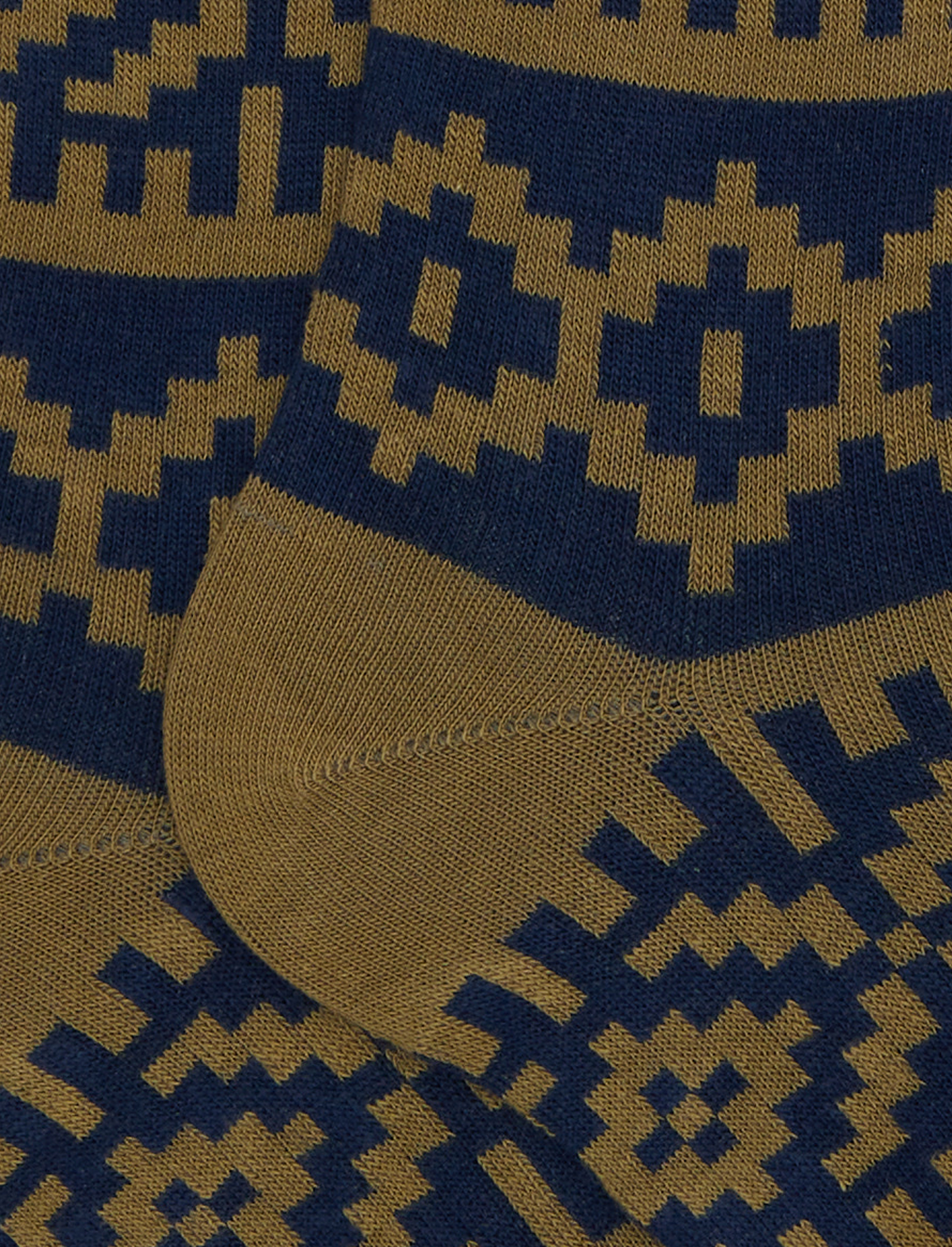 Calze lunghe donna cotone blu fantasia greca natalizia