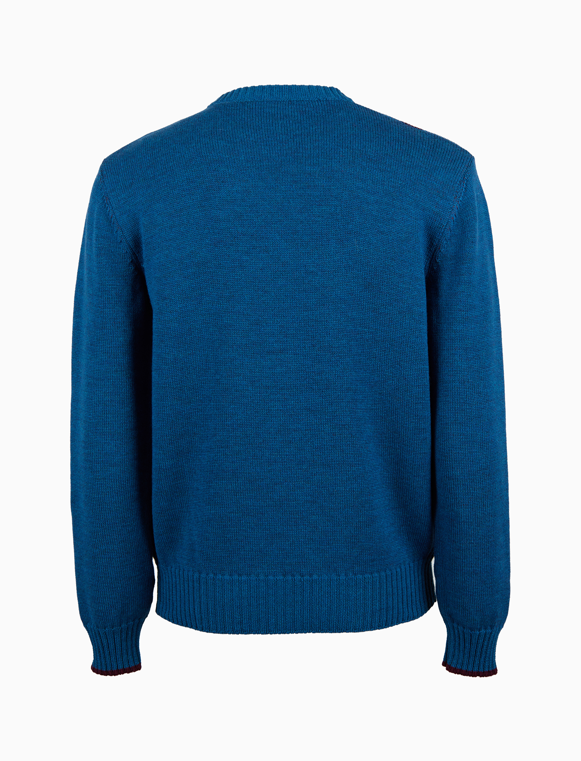 Pull girocollo uomo lana azzurro fantasia rombi