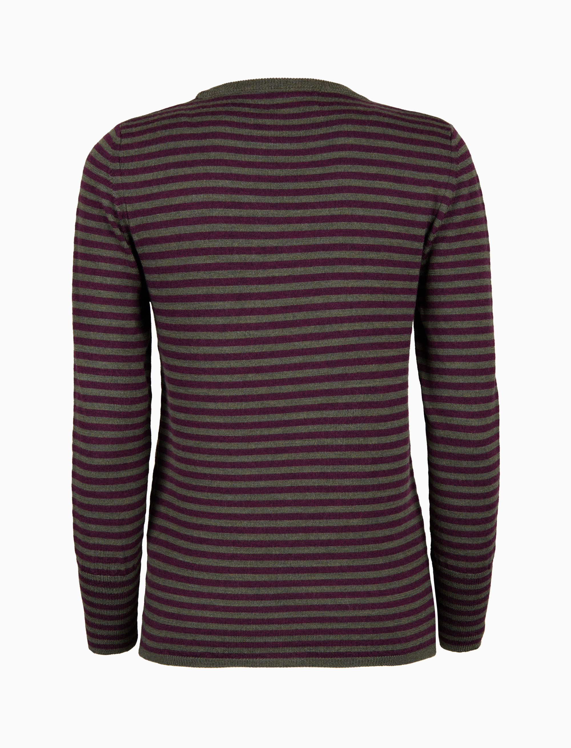 Pull girocollo donna lana verde righe bicolore