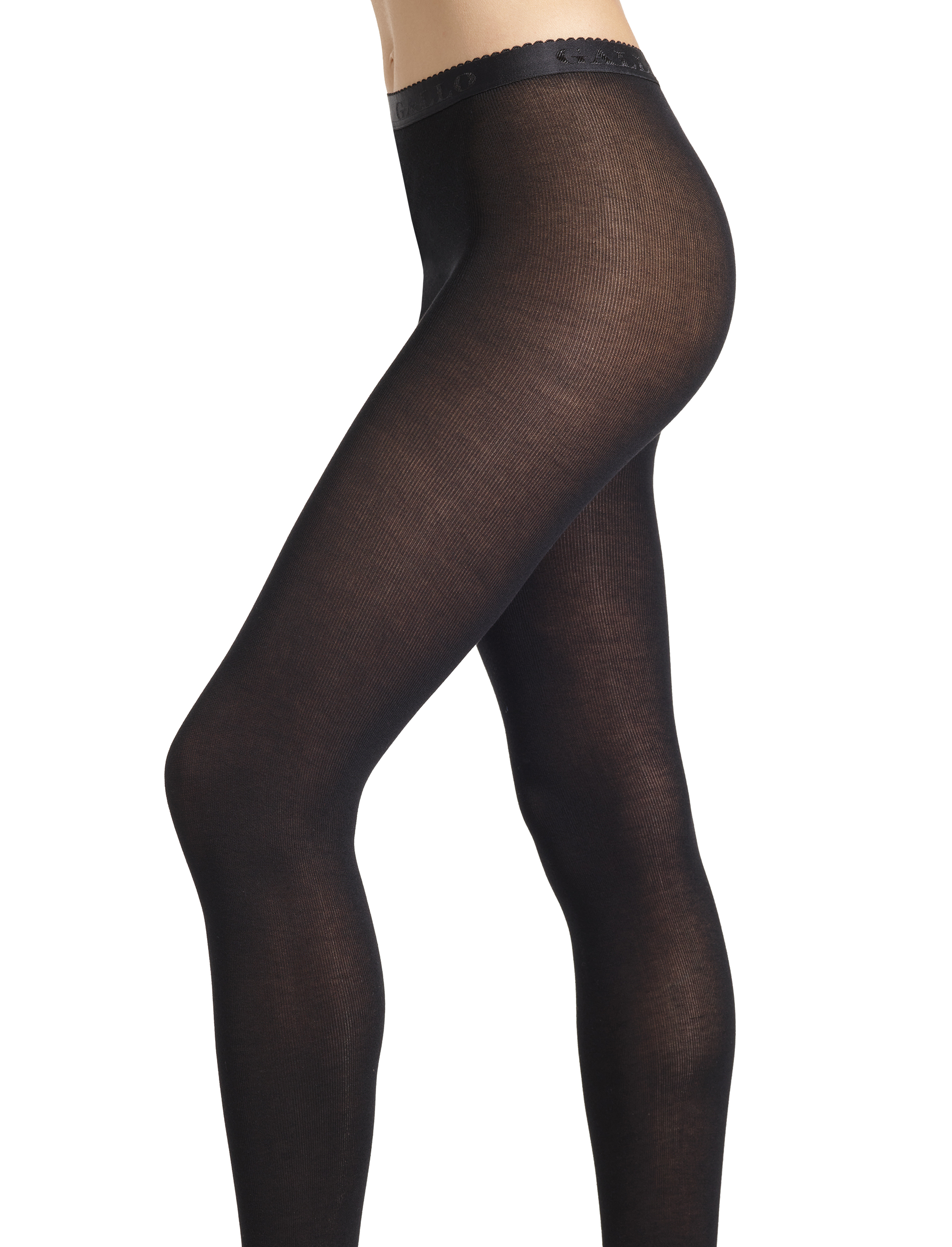 Collant donna cotone nero tinta unita