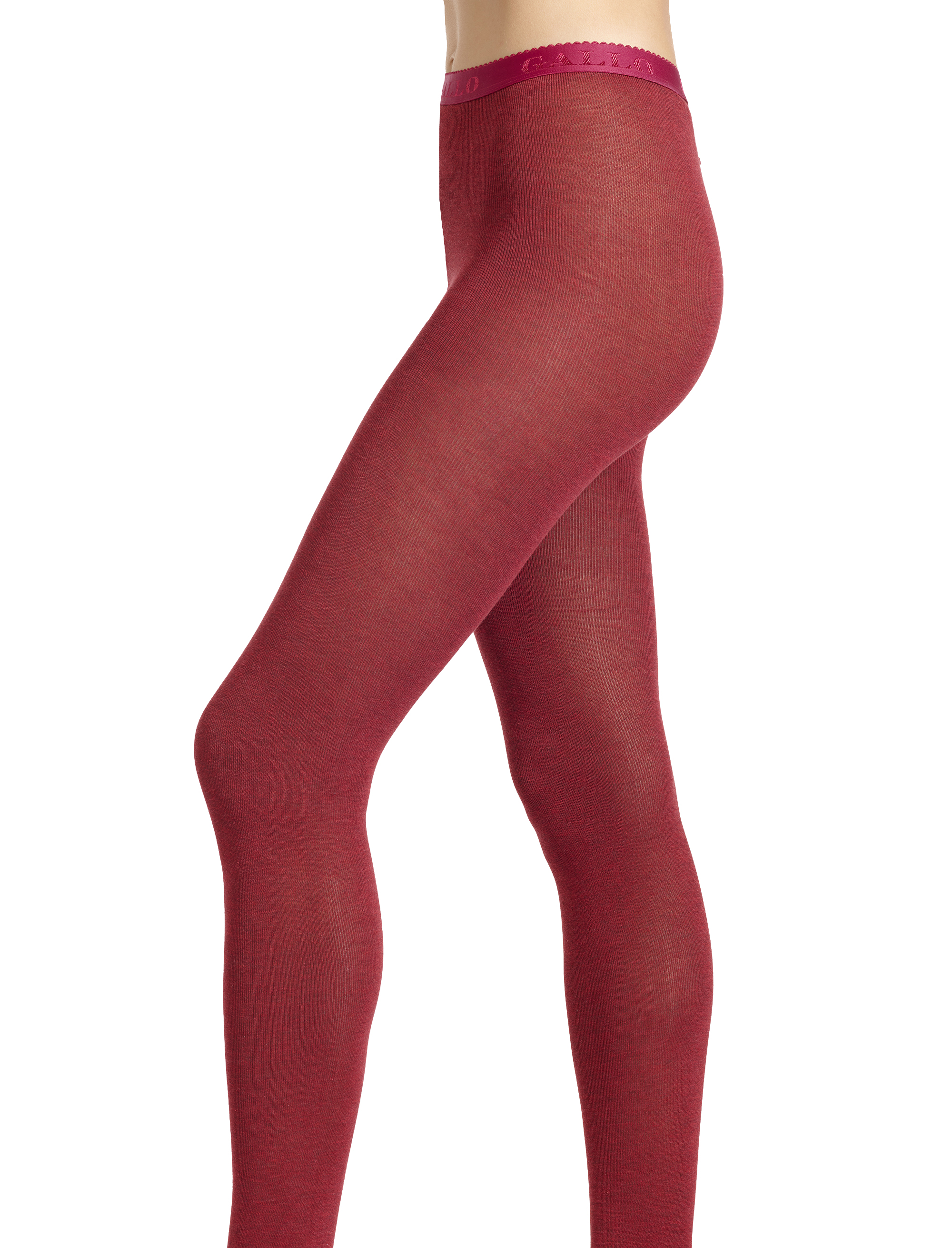 Collant donna cotone rosso tinta unita