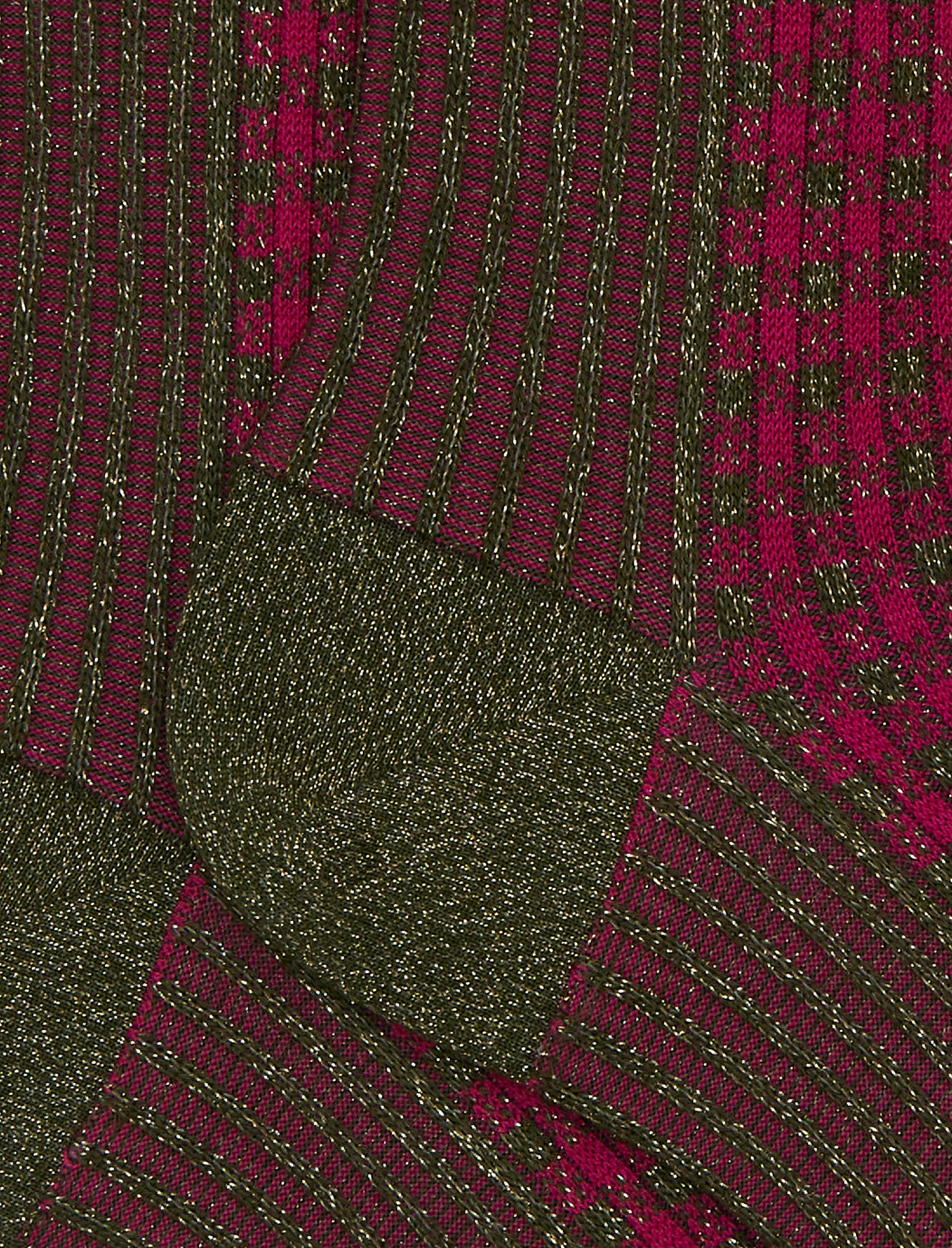 Calze corte donna cotone verde fantasia twin rib e micro tartan effetto scintillante