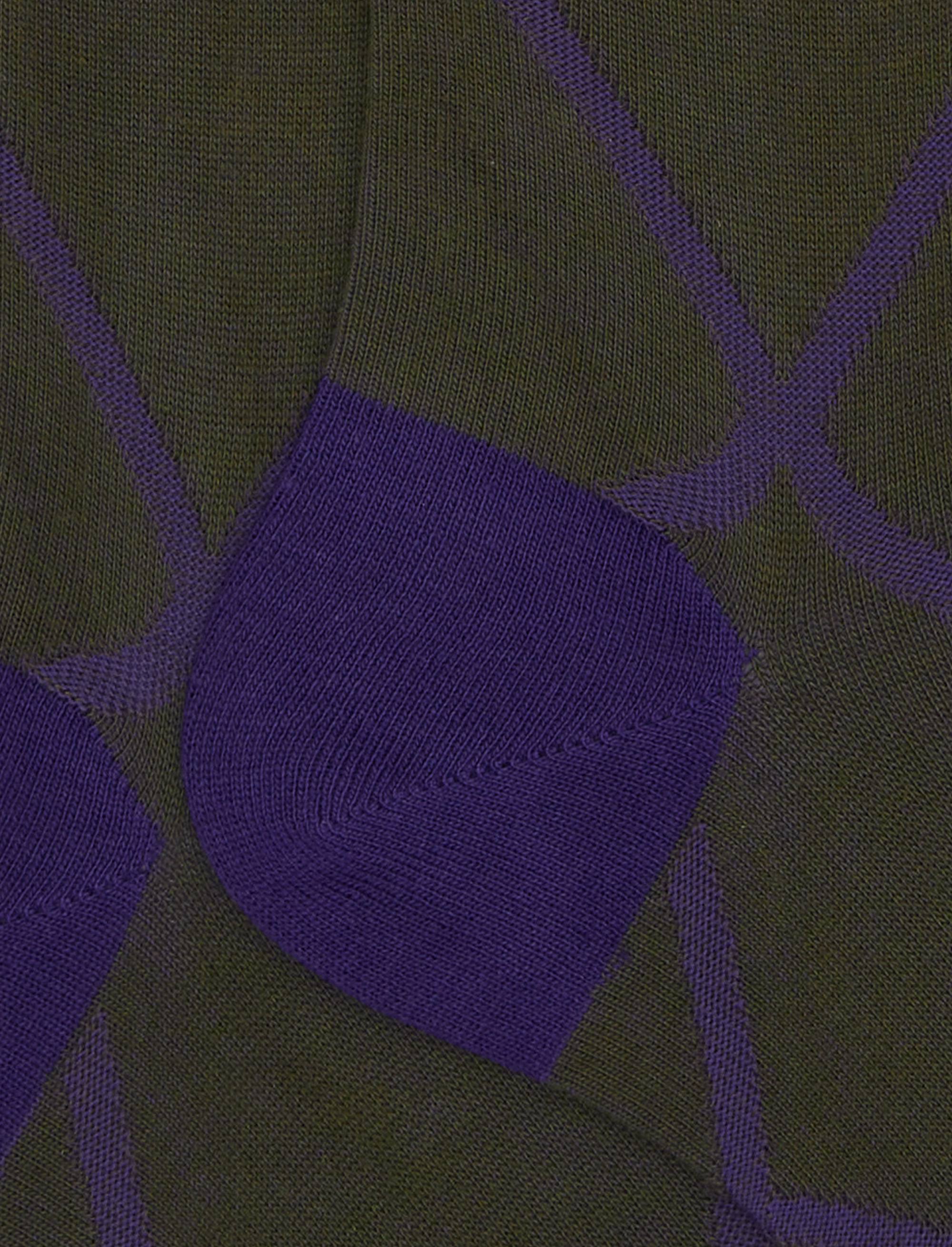 Calze lunghe uomo cotone verde fantasia rombi