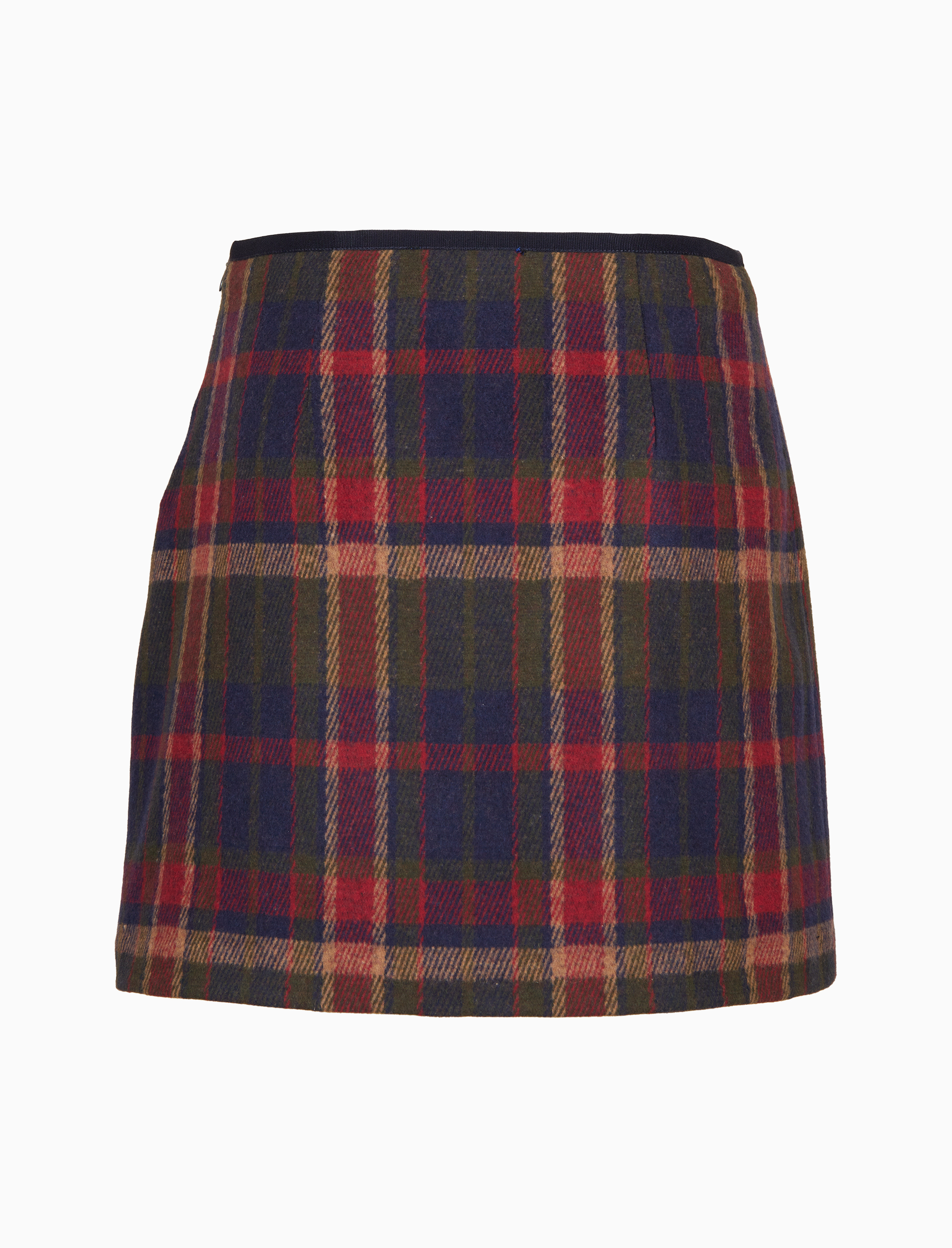 Minigonna a trapezio donna blu tartan diagonale