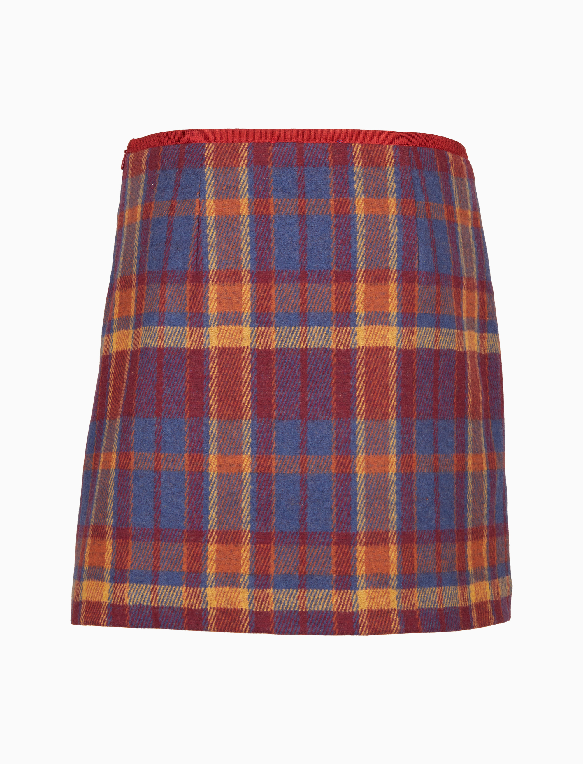 Minigonna a trapezio donna blu tartan diagonale