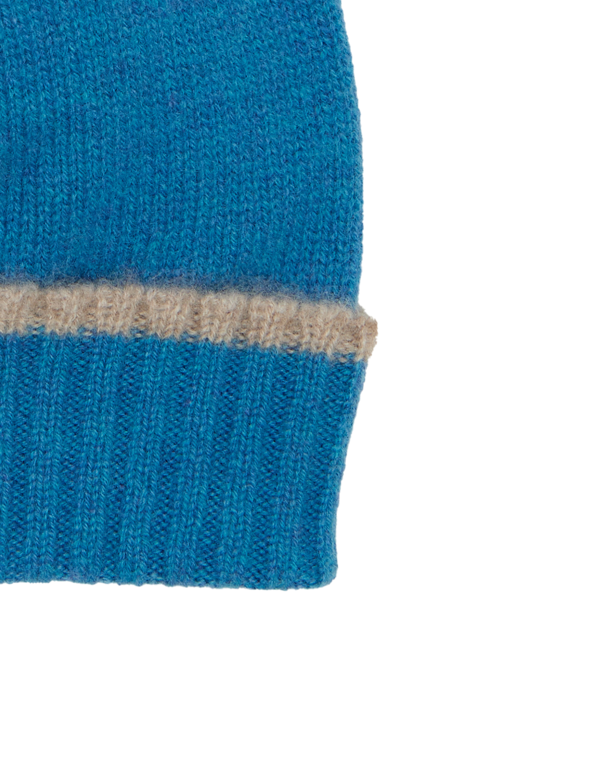 Berretto con risvolto unisex puro cashmere azzurro tinta unita