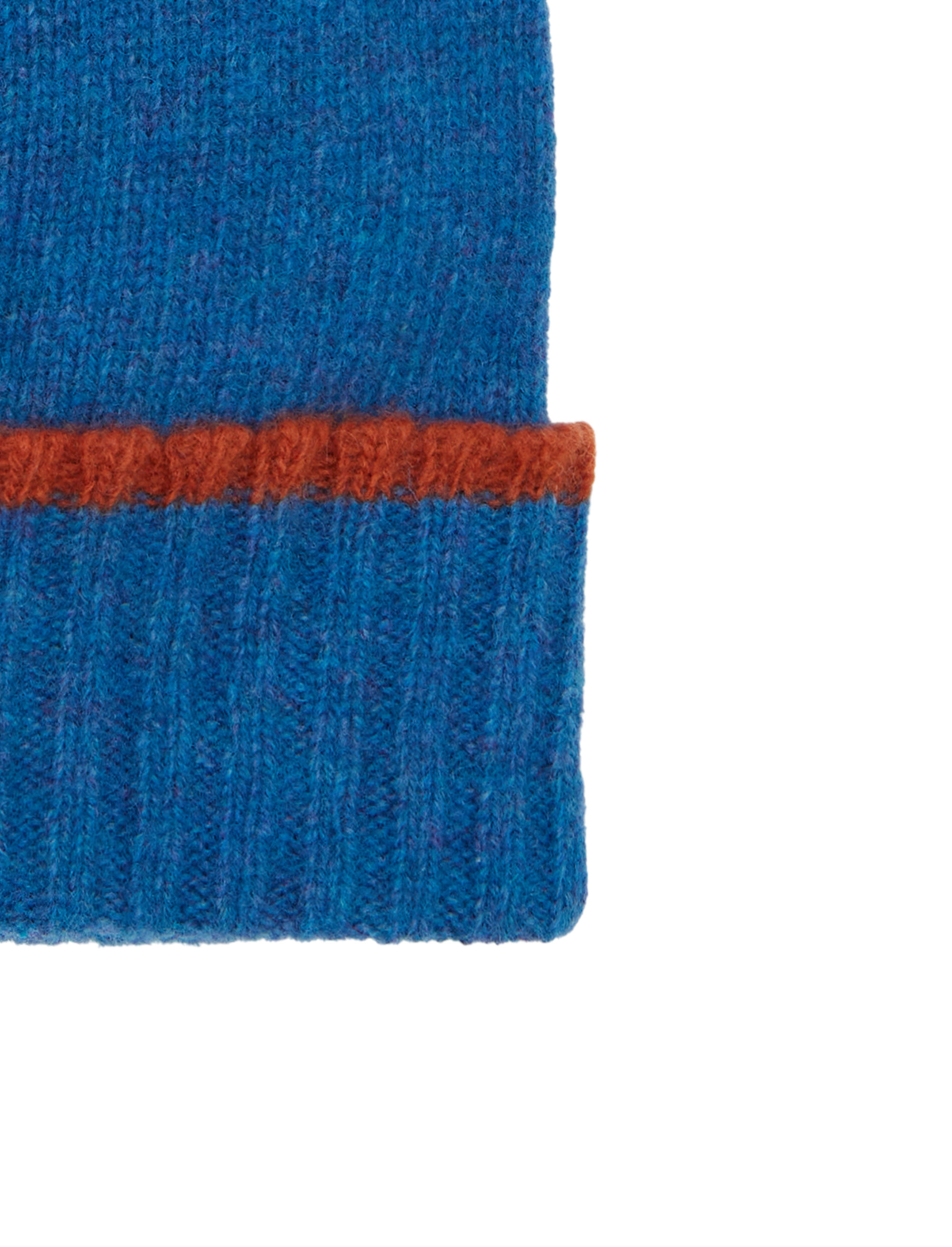 Berretto con risvolto unisex lana azzurro tinta unita