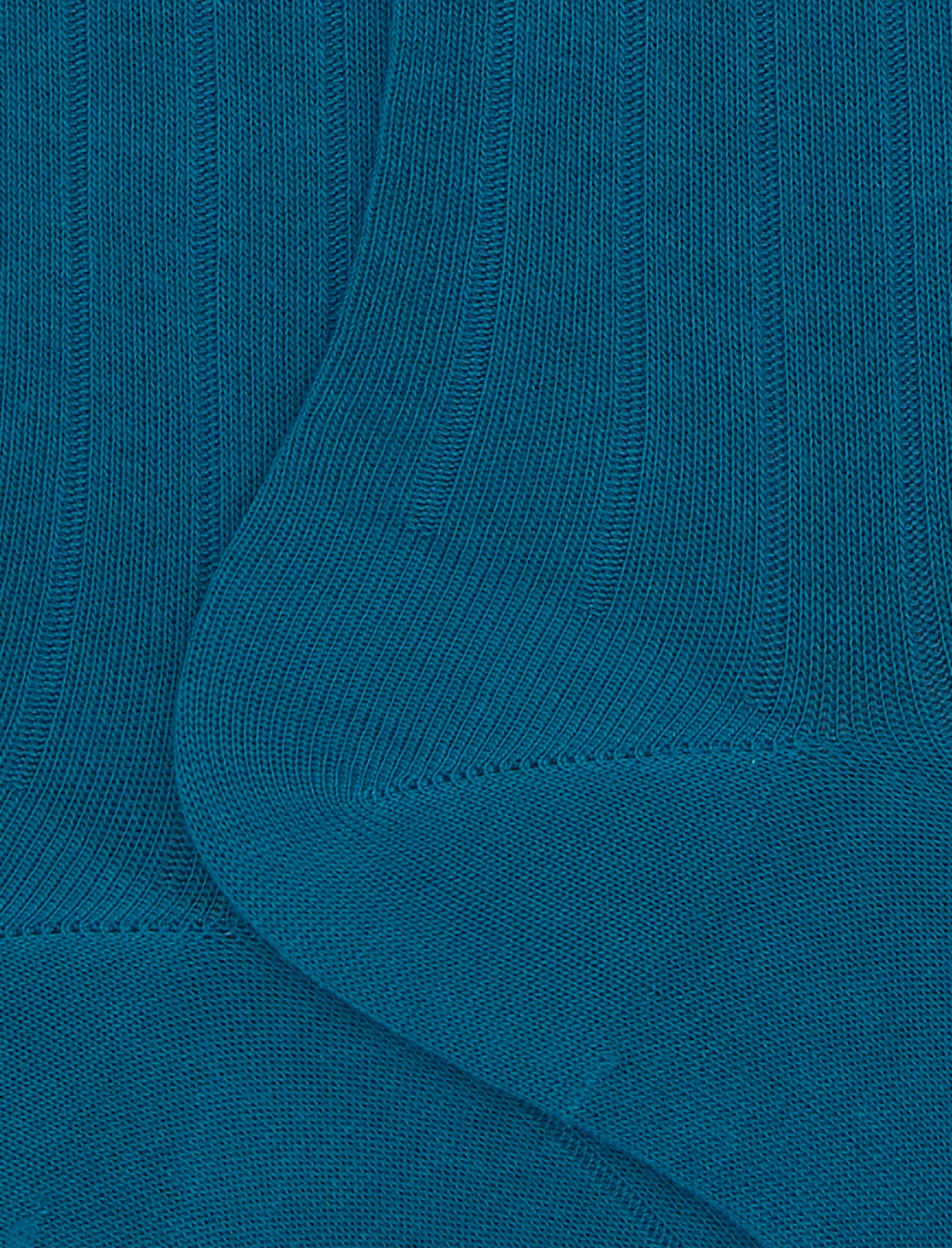 Calze lunghe uomo cotone blu tinta unita a coste